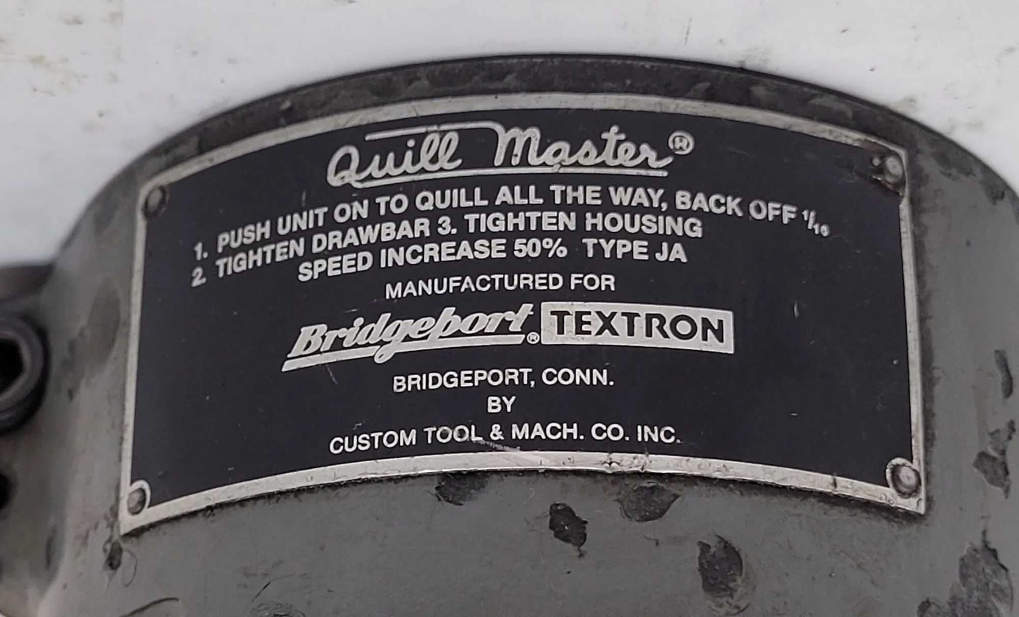 BRIDGEPORT JA QUILL MASTER MILLING ATTACHMENT, 1/2" DRIVE, 3/16" COLLET CAPACITY - MACHINE TOOLING