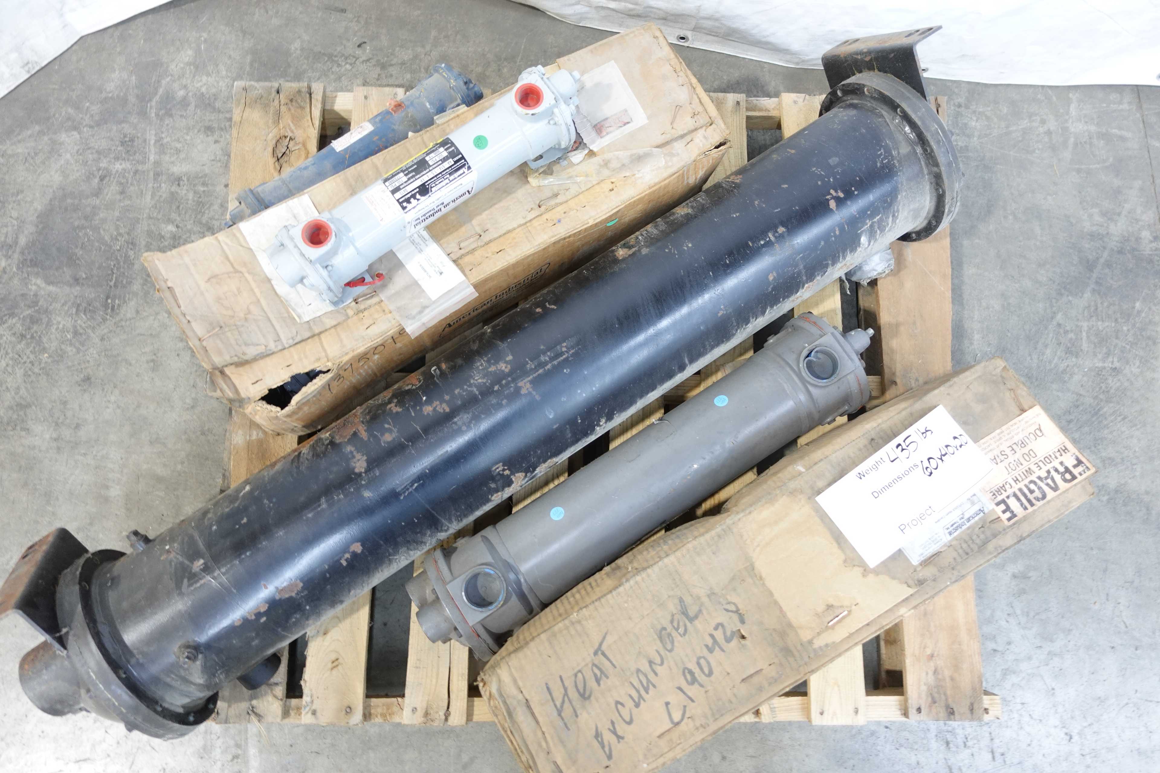 PALLET OF ASSORTED AMERICAN INDUSTRIAL HEAT EXCHANGERS - SHELL & TUBE HEAT EXCHANGER