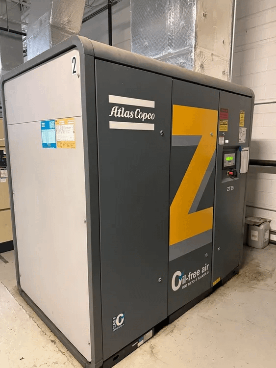 2010 ATLAS COPCO ZT55 ROTARY SCREW AIR COMPRESSOR, 79 HP, 290 CFM, 131 PSIG, 600V, 3-PHASE - STATIONARY AIR COMPRESSOR