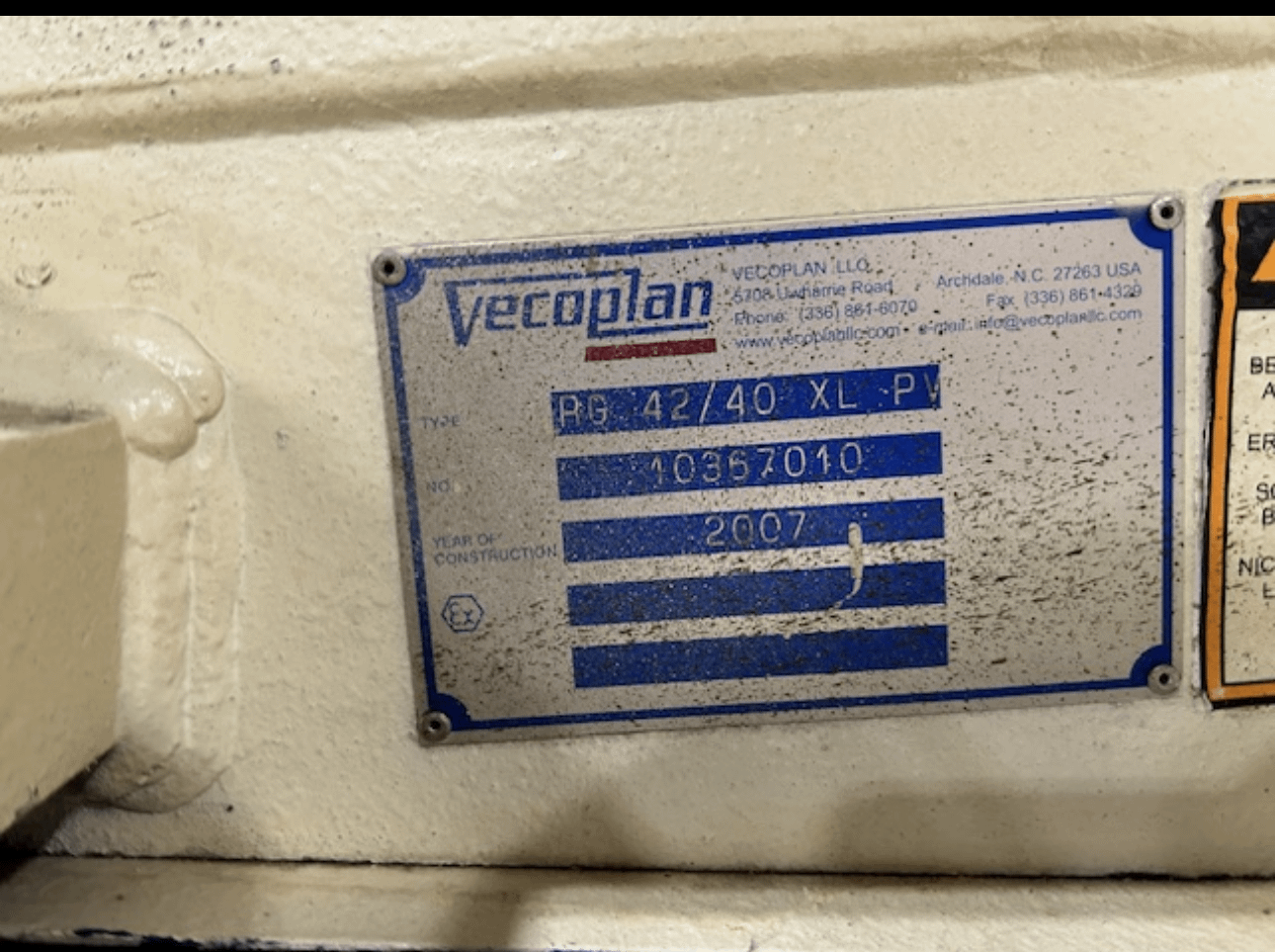 2007 VECOPLAN RG 42/40 XL PV SINGLE-SHAFT INDUSTRIAL SHREDDER - SHREDDERS