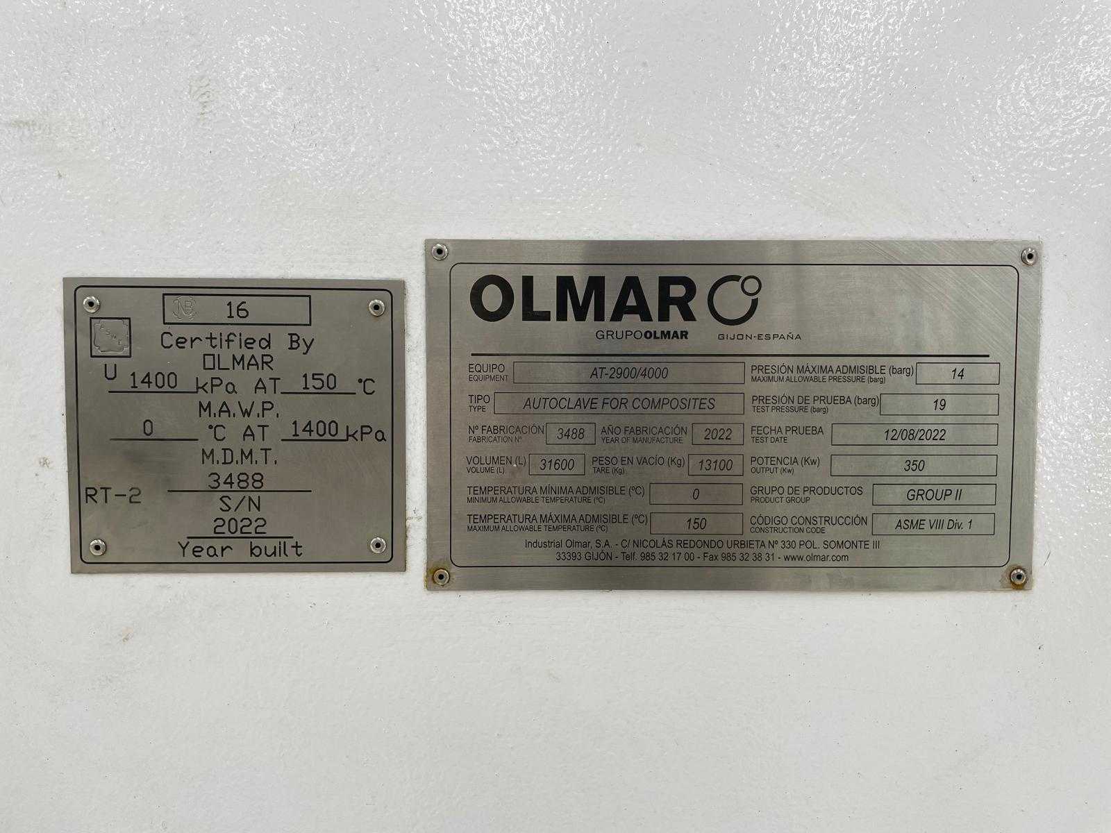 2022 OLMAR AT-2900/4000 AUTOCLAVE - AUTOCLAVES