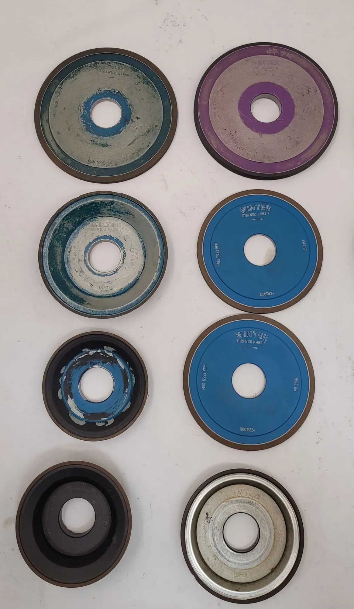 LOT OF 24 DIAMOND GRINDING WHEELS, 1/16" TO 1/2" THICKNESS RANGE - MACHINE TOOLING