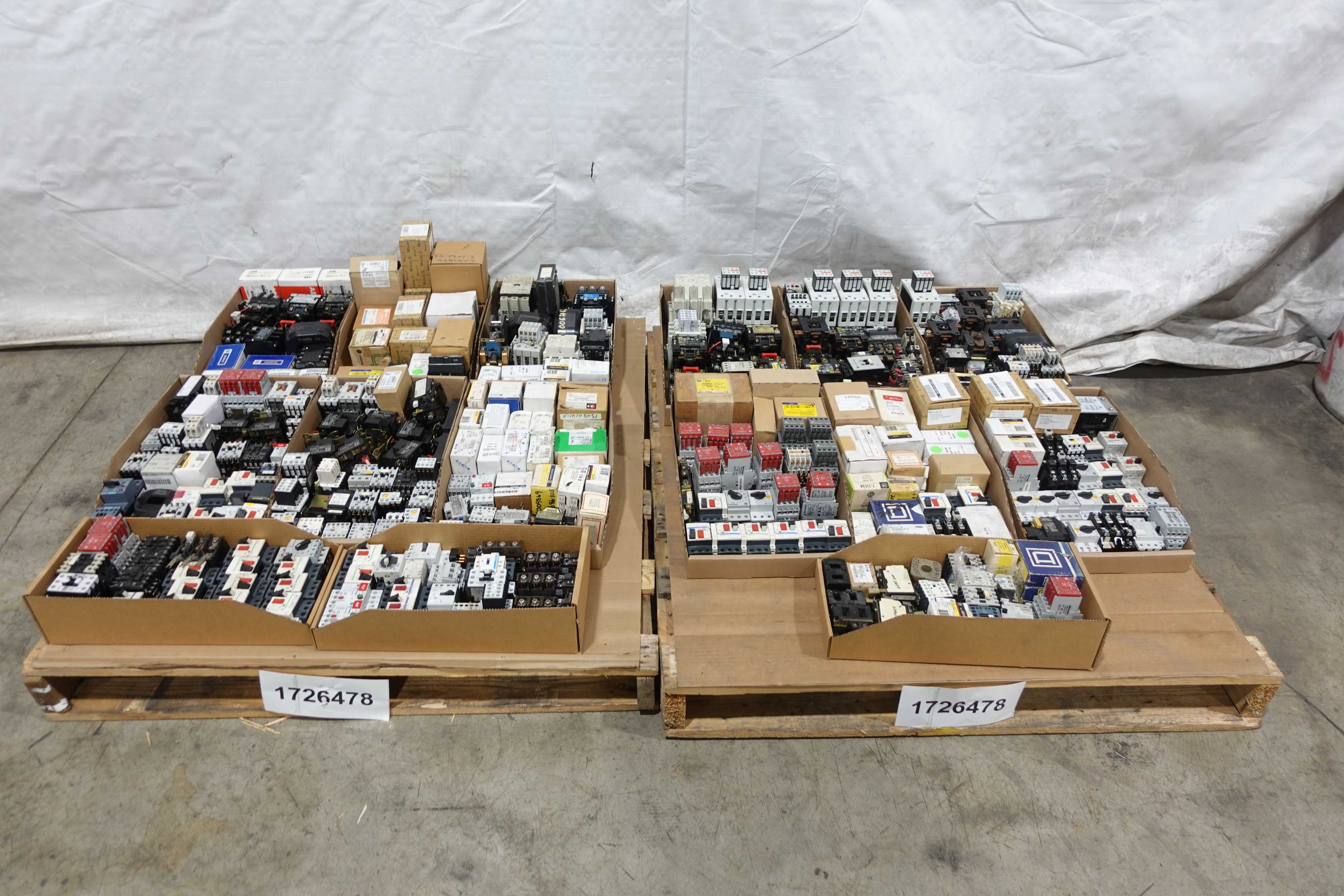 SKU 1726478 - 2 PALLETS OF ASSORTED MOTOR STARTERS, CONTACTORS AND OVERLOAD RELAYS - ELECTRICAL COMPONENTS