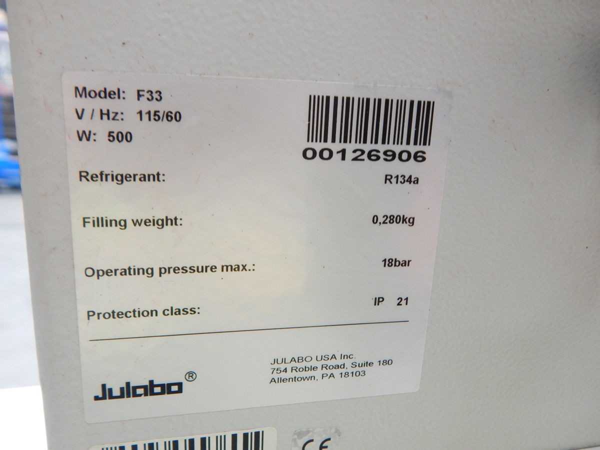 JULABO F33 LAB HEATING COOLING, -30/+200°C TEMP, ±0.02°C STAB, 2 KW HEAT, 0.33 KW COOL, 3 L VOL - LAB & SCIENTIFIC