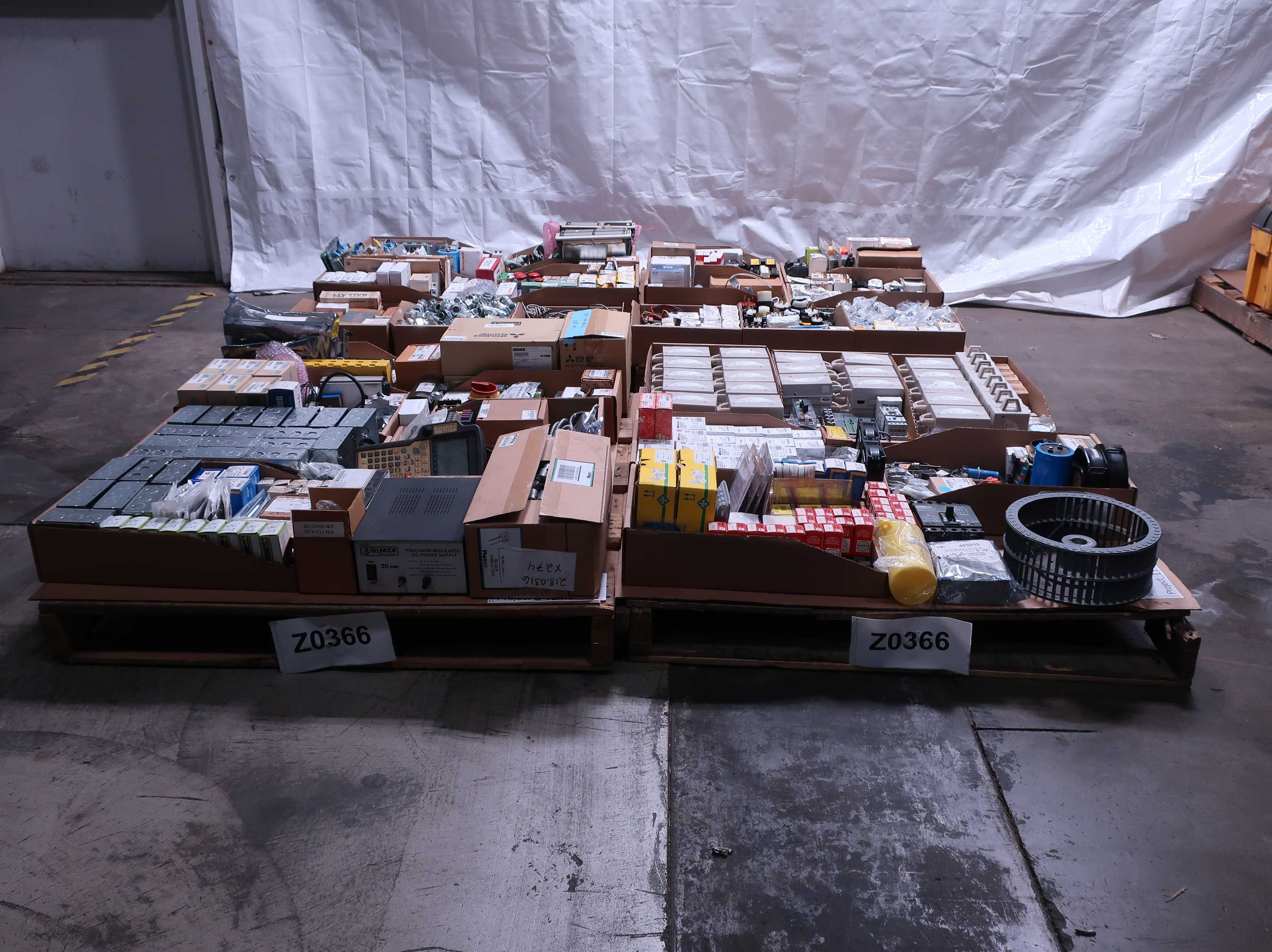 4 PALLETS OF ASSORTED ELECTRICAL - ELECTRONIC COMPONENTS