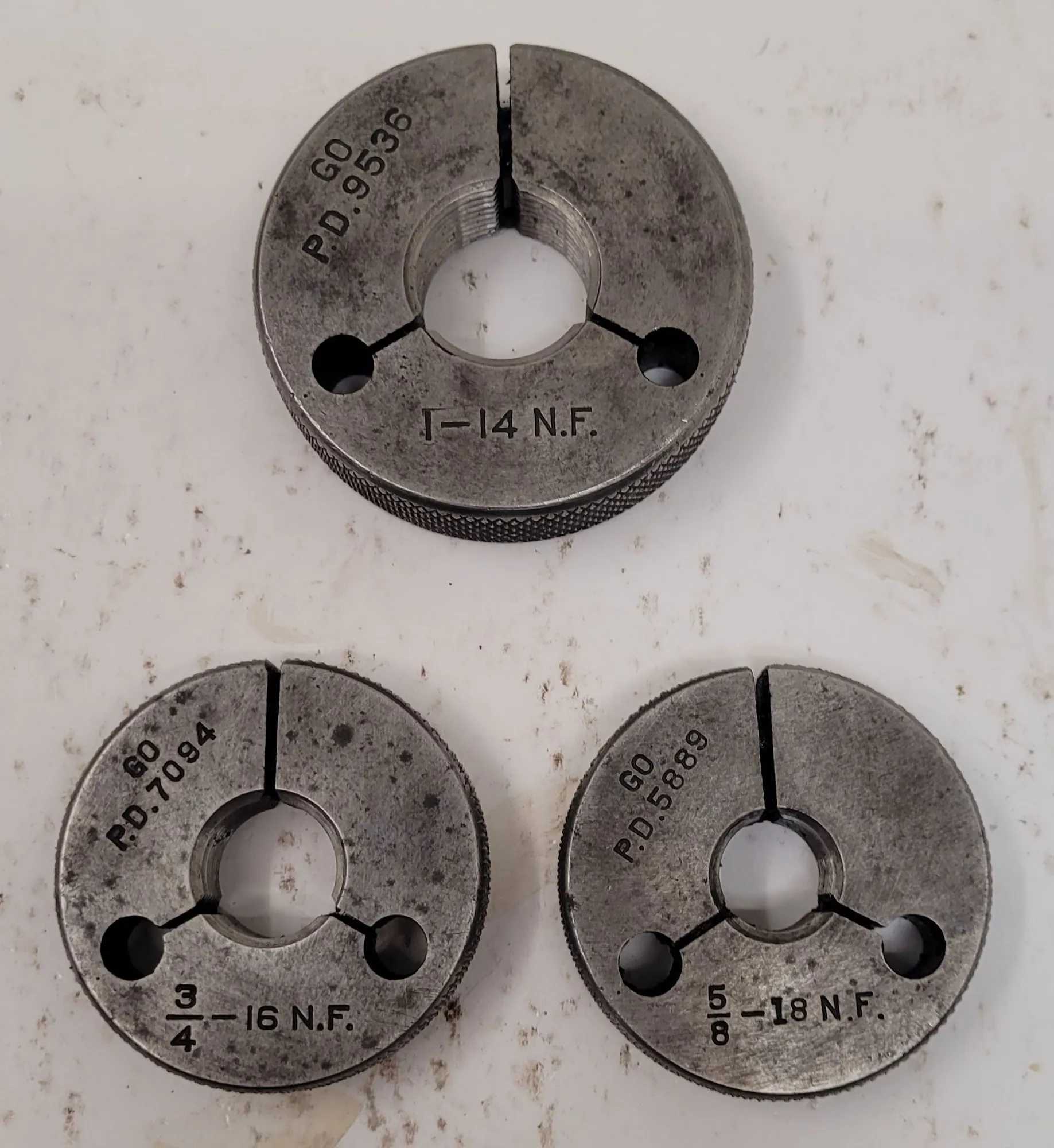TAFT PIERCE THREAD RING GAUGES VARIOUS SIZES – SET OF 3 - MACHINING ACCESSORIES & TOOLING