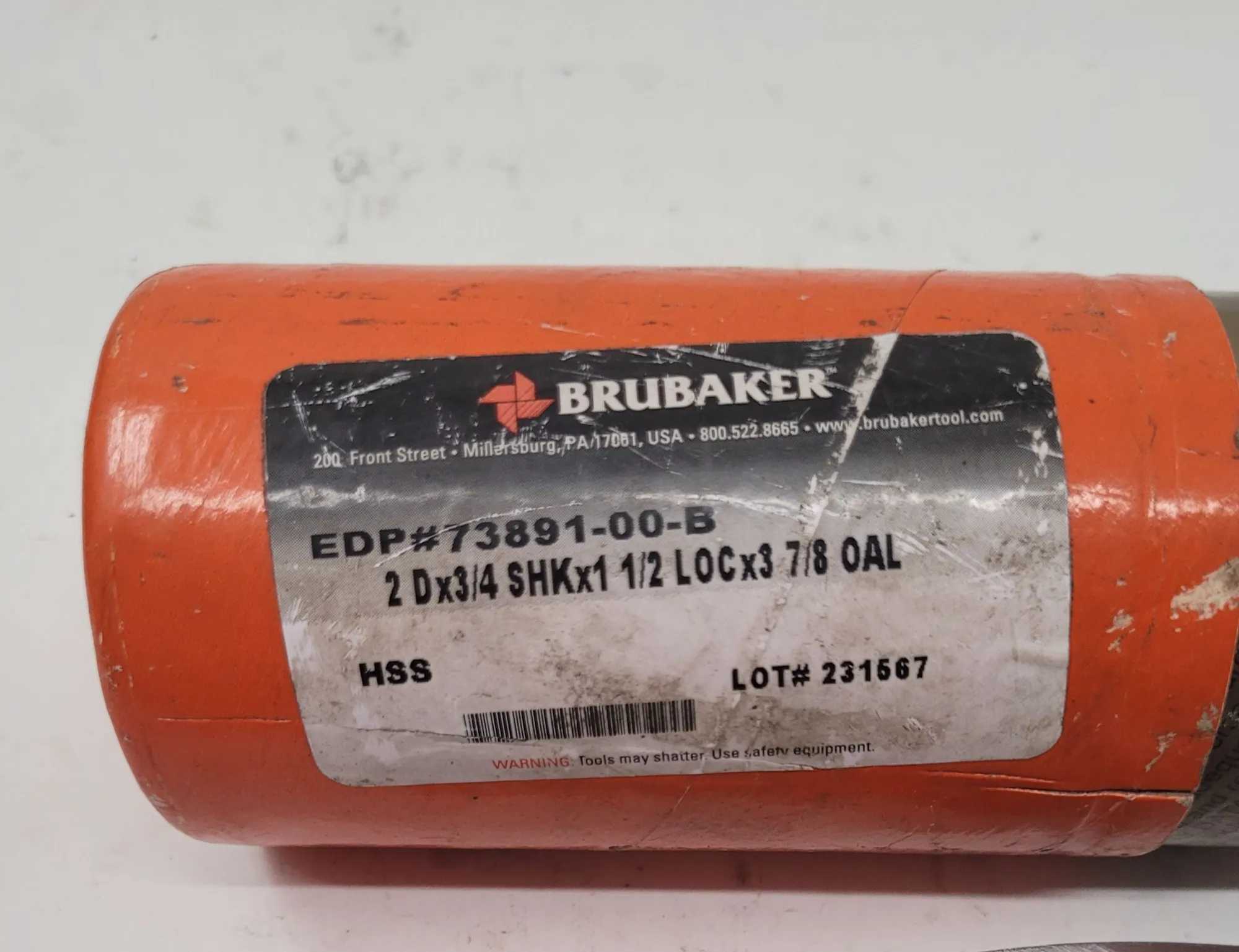 BRUBAKER END MILL, 2 FLUTE, STRAIGHT SHANK, 3 7/8" OVERALL LENGTH, 2" CUTTER DIAMETER - MACHINE TOOLING