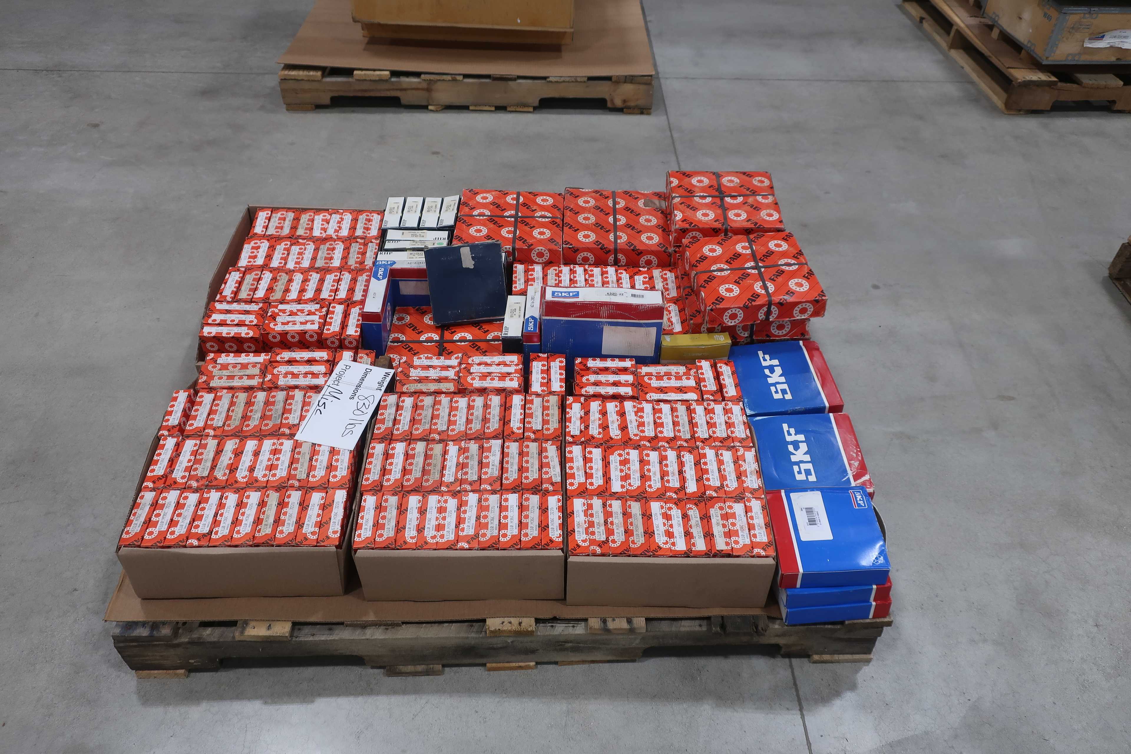 SKU 1739233 - PALLET OF ASSORTED BEARINGS, FAG, SKF, RHP - BEARINGS