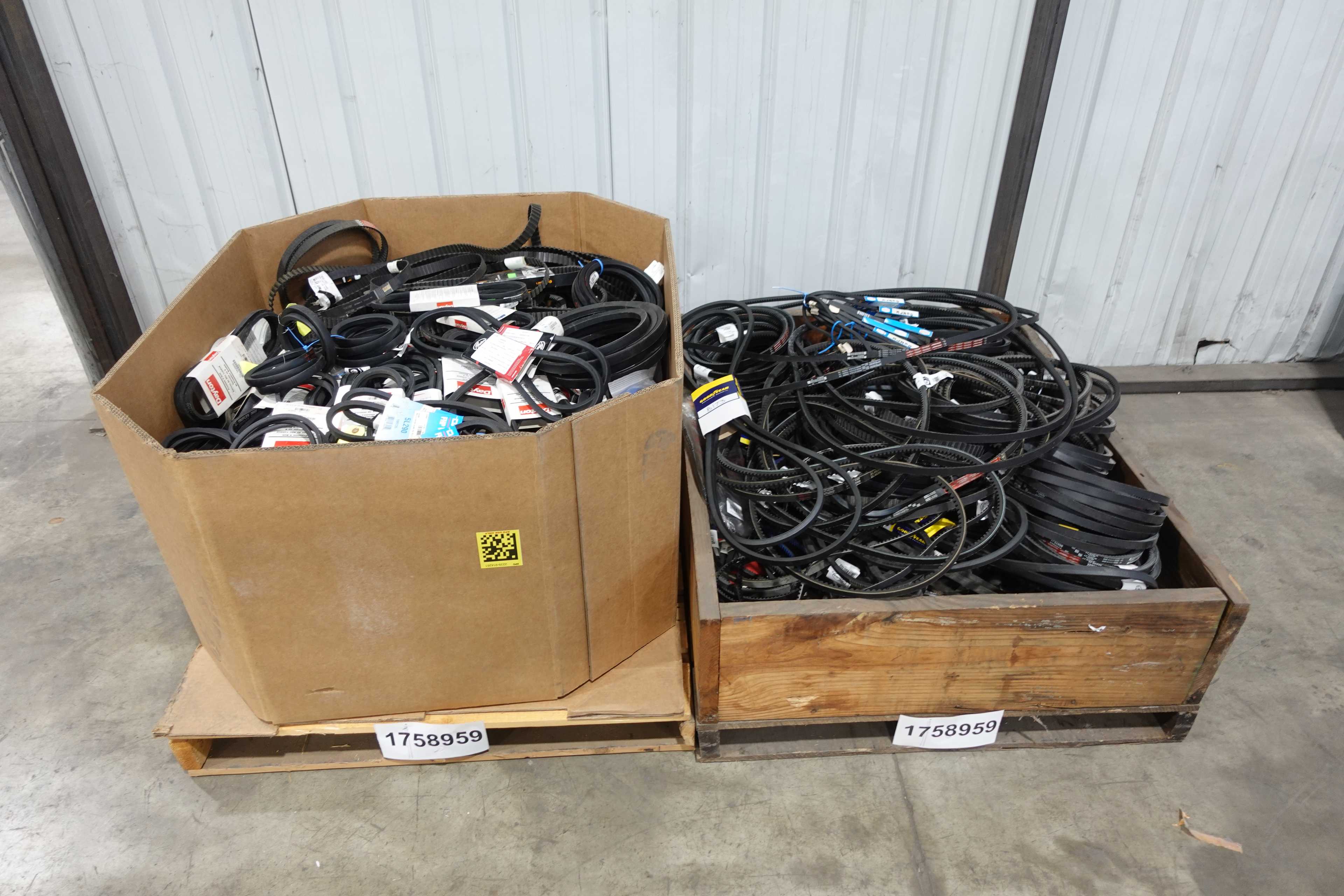SKU 1758959 - 2 CRATES OF ASSORTED V-BELTS AND TIMING BELTS - BELTS