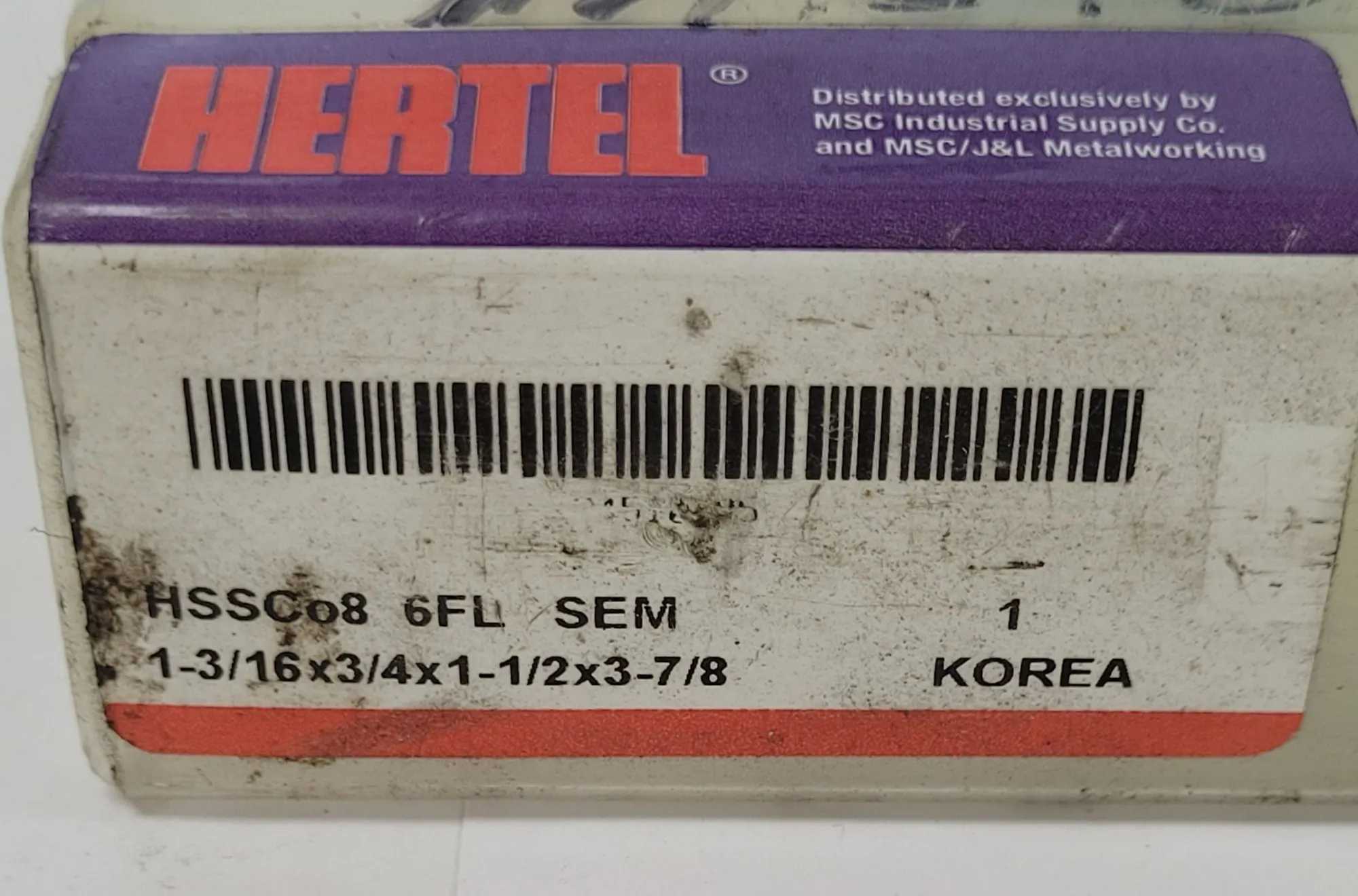 HERTEL HSS CO8 6FL SEM COBALT SQUARE END MILL, 1-3/16" DIAMETER, 6 FLUTES, RIGHT HAND CUT - MACHINE TOOLING