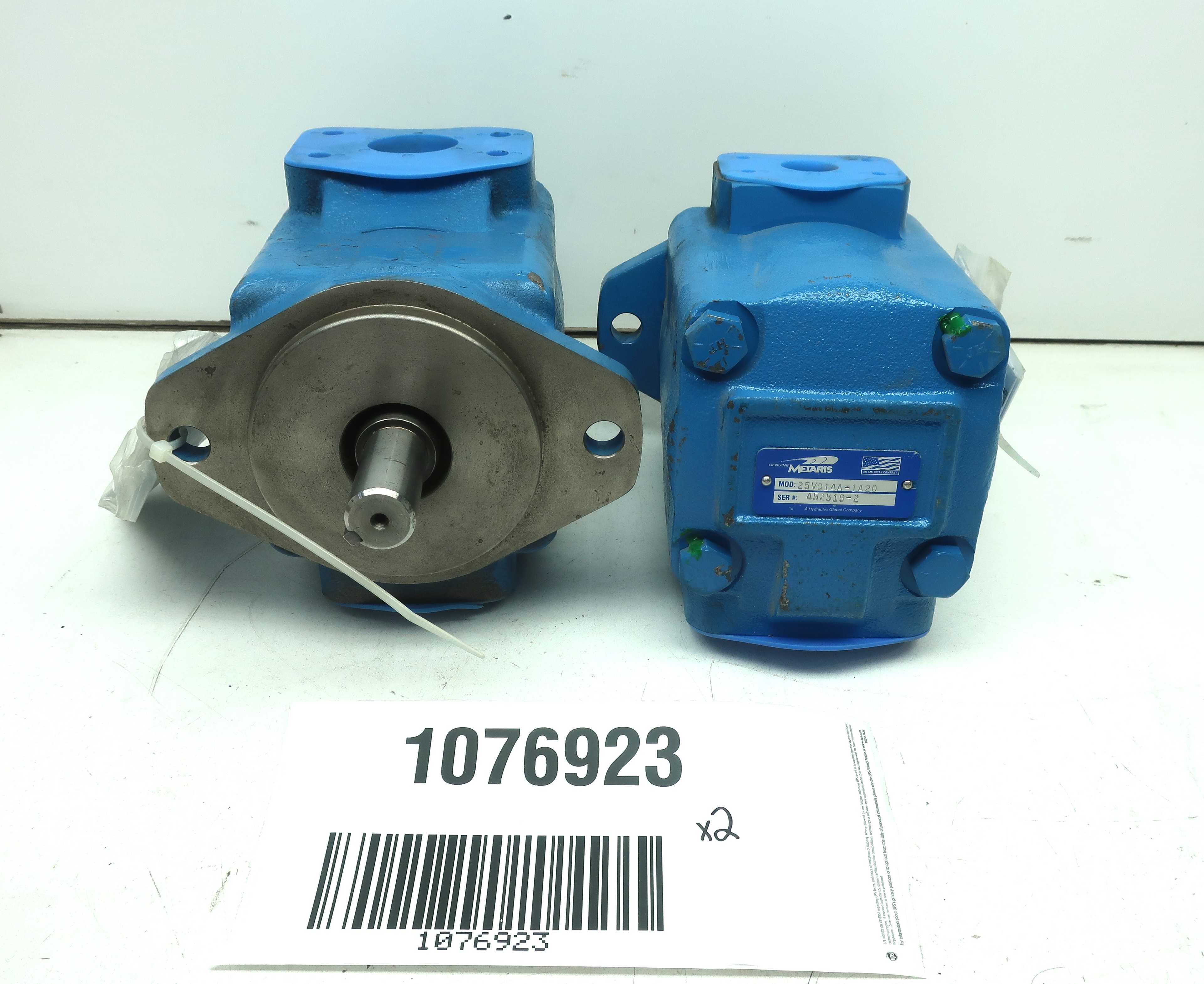 LOT OF 2 METARIS 25VQ14A-1A20 HYDRAULIC VANE PUMPS - HYDRAULIC VANE PUMP