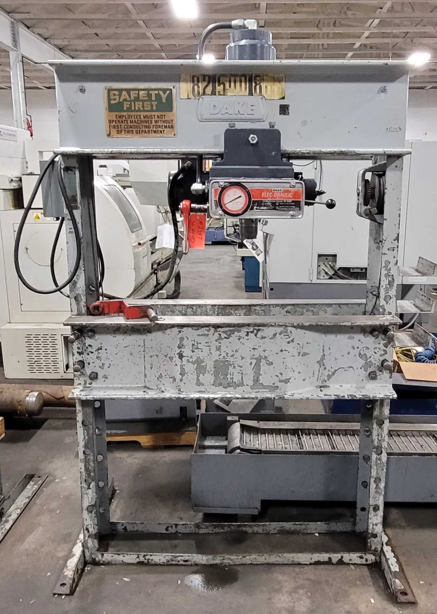 DAKE 5-075 ELEC-DRAULIC I H-FRAME PRESS, 75-TON, 2 HP, 10" RAM TRAVEL, 44" WIDTH, 220V/440V - HYDRAULIC PRESSES