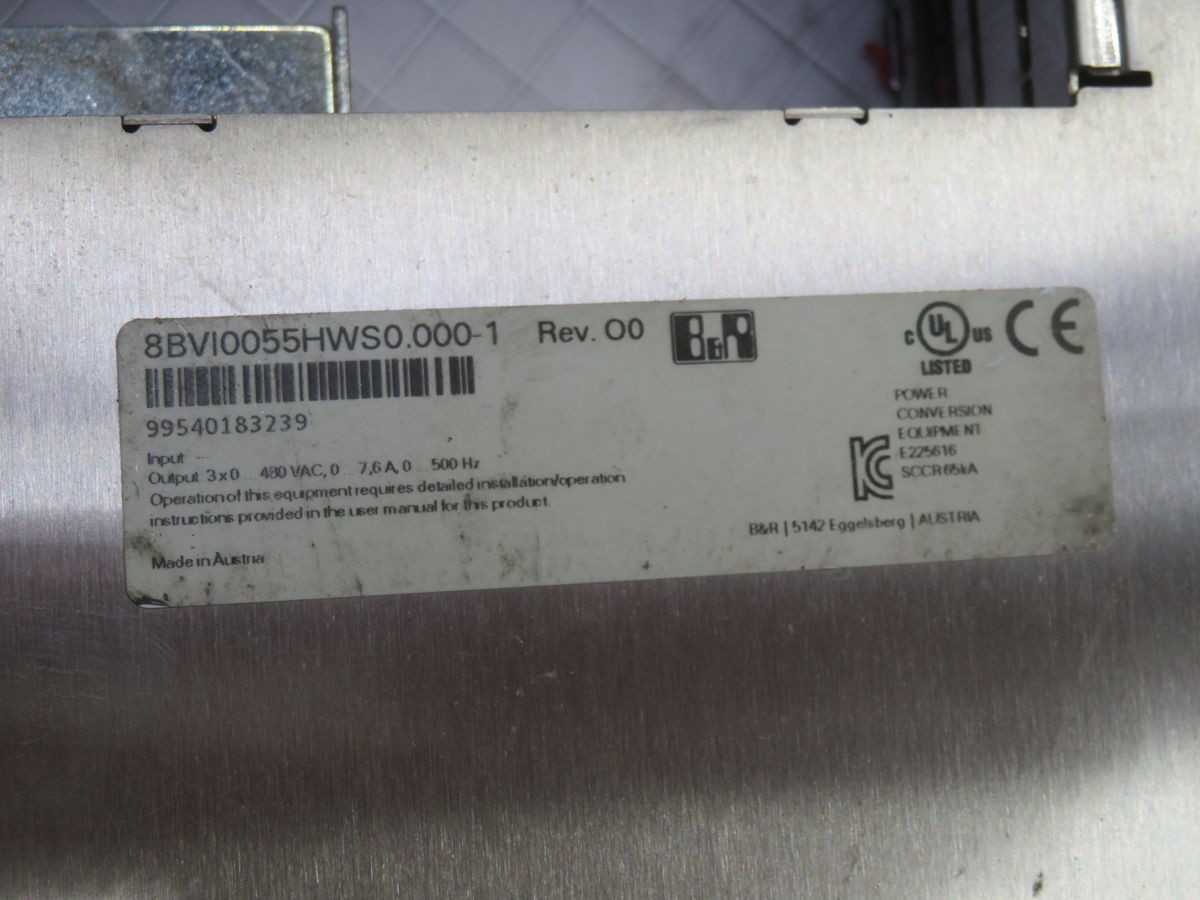 B&R 8BVI0055HWS0.000-1 INVERTER DRIVE, 25 VDC SUPPLY, 480 VAC OUTPUT, 6.32 KW POWER, IP20 - POWER INVERTERS
