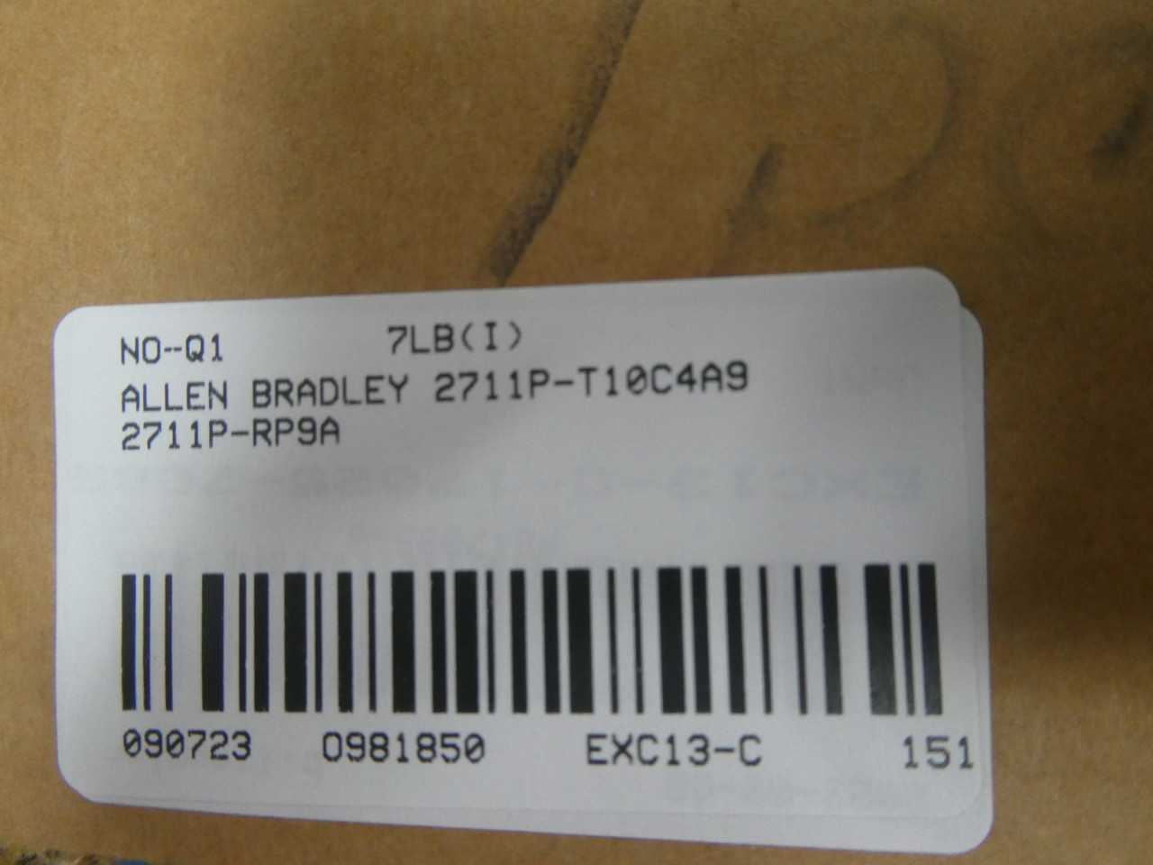 ALLEN BRADLEY 2711P-T10C4A9 PANELVIEW PLUS 1000 SER A OPERATOR INTERFACE PANEL - OPERATOR INTERFACE PANELS