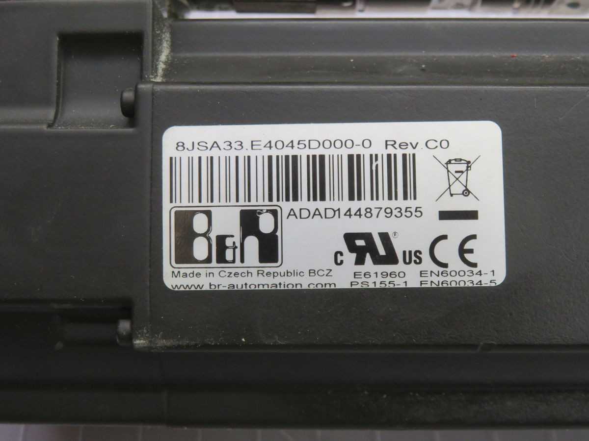 B&R 8JSA33.E4045D000-0, 4500 RPM SPEED, 4.0 NM TORQUE, 1.90 KW POWER, 5.4 KG WEIGHT - ELECTRIC MOTORS
