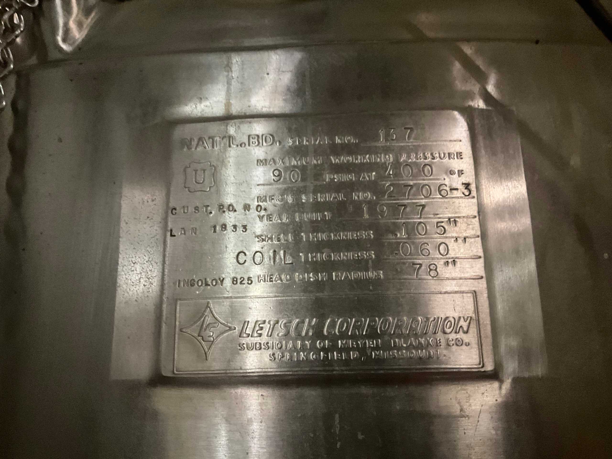 1977 LETSCH CORPORATION MIX TANK - MIXERS