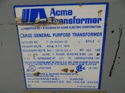 Acme T-2A-53343-3S Xfmr, 3PH, 45 kVA, 60 Hz, 480V Pri, 220/120V Sec, an Cooling, 220C Ins - DRY TRANSFORMERS