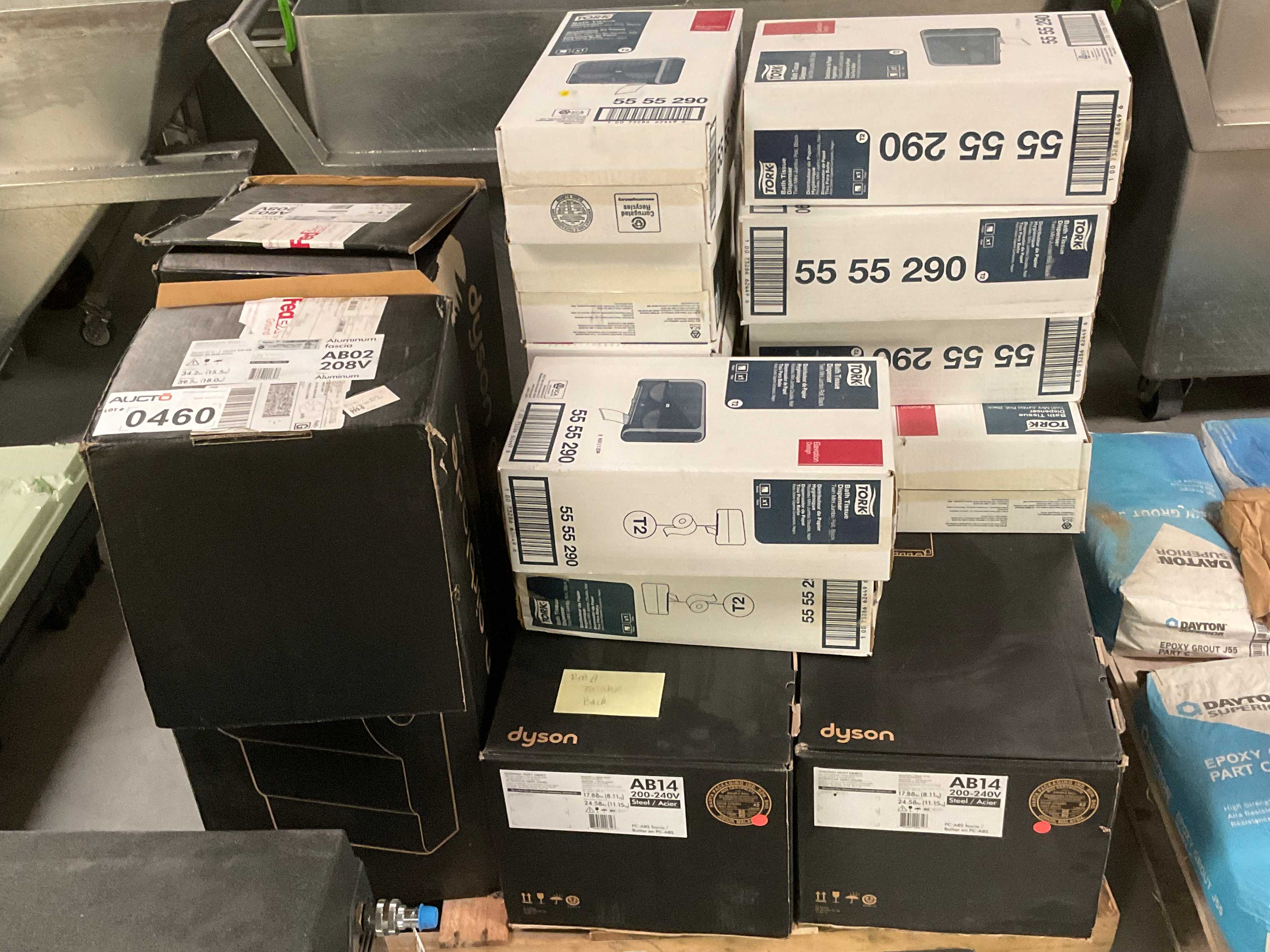 Pallet of Dyson Electric Hand Dryers and Tork Bath Tissue Dispensers - MISCELLANEOUS