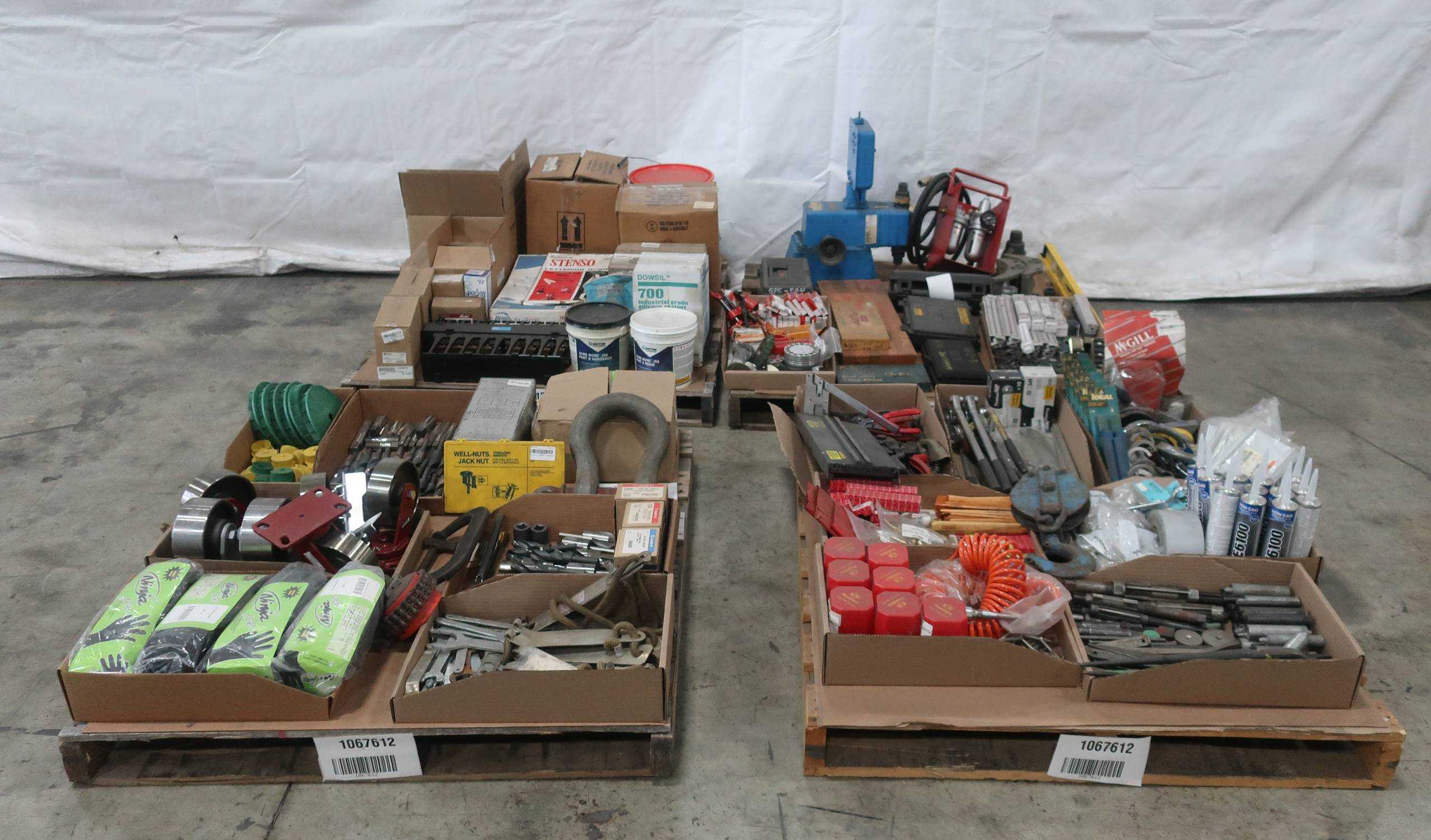 4 PALLETS OF ASSORTED SHOP SUPPLIES - TOOLS