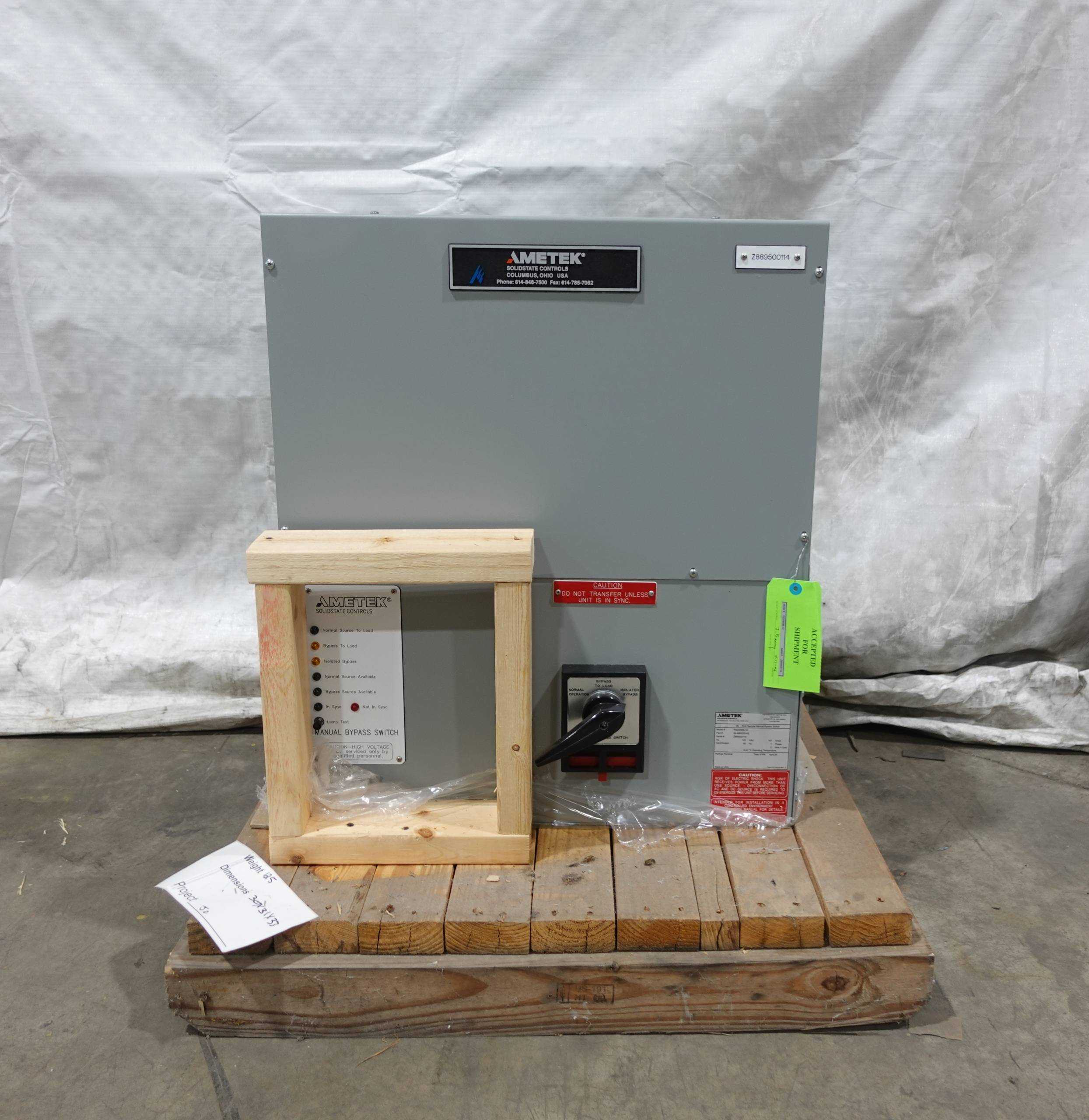 AMETEK RS 200MB-12 REMOTE MANUAL BYPASS SWITCH, 20 KVA, 60 HZ, 1 PH, 167 AMP - SWITCHES