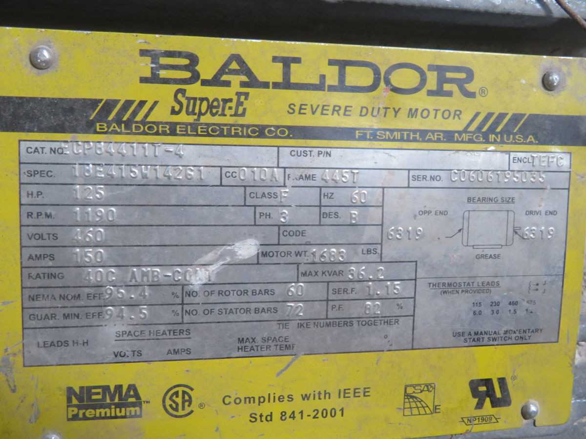 BALDOR ECP84411T-4 AC MOTORS, 125 HP POWER, 460V VOLTAGE, 1800 RPM SPEED, NEMA 445T FRAME - AC MOTOR