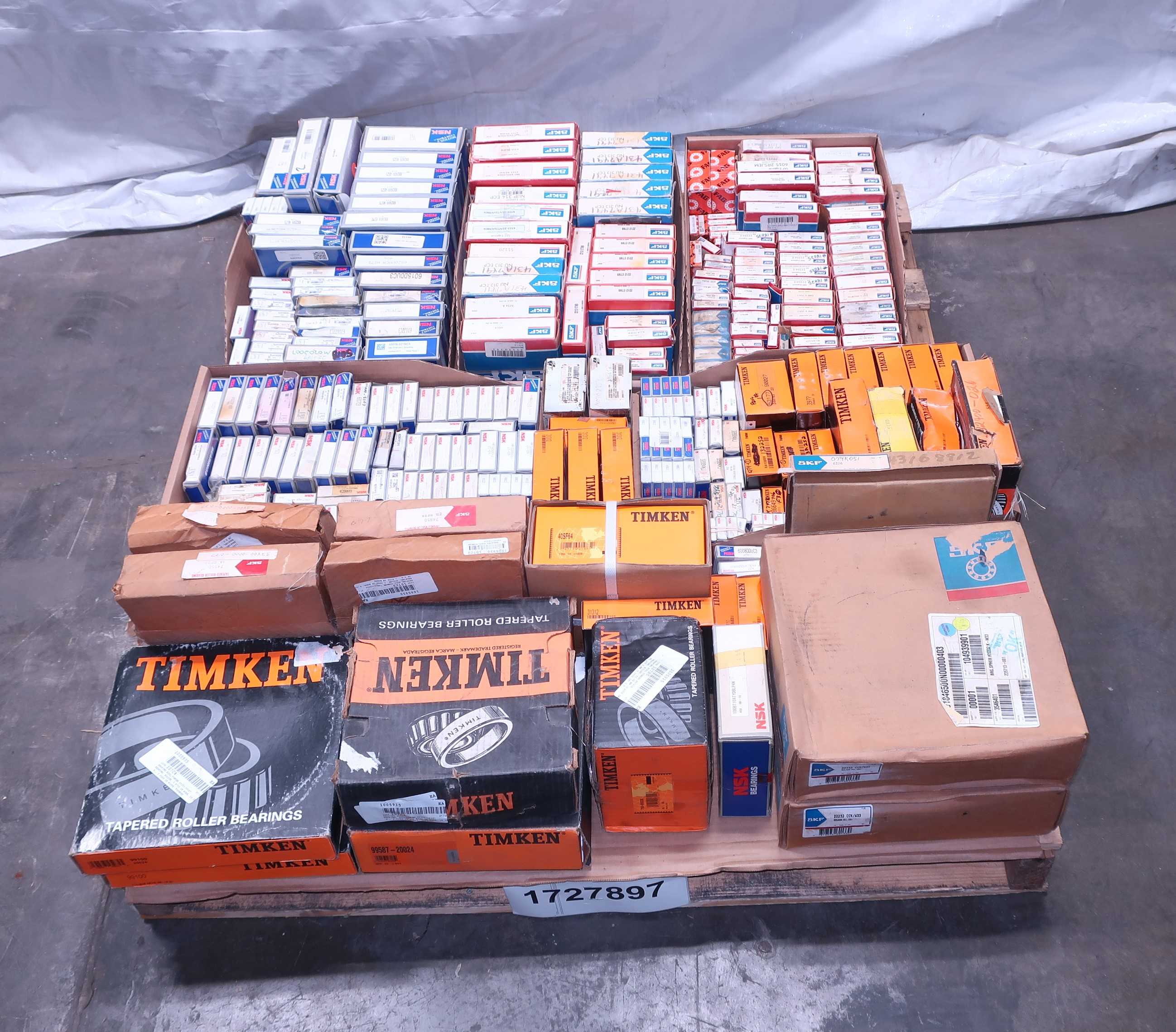 SKU 1727897 - PALLET OF ASSORTED BEARINGS, FAG, SKF, TIMKEN, NSK - BEARINGS