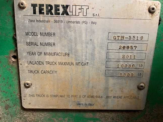 2011 TEREX GENIE GTH-5519 TELESCOPIC HANDLER - TELESCOPIC HANDLER