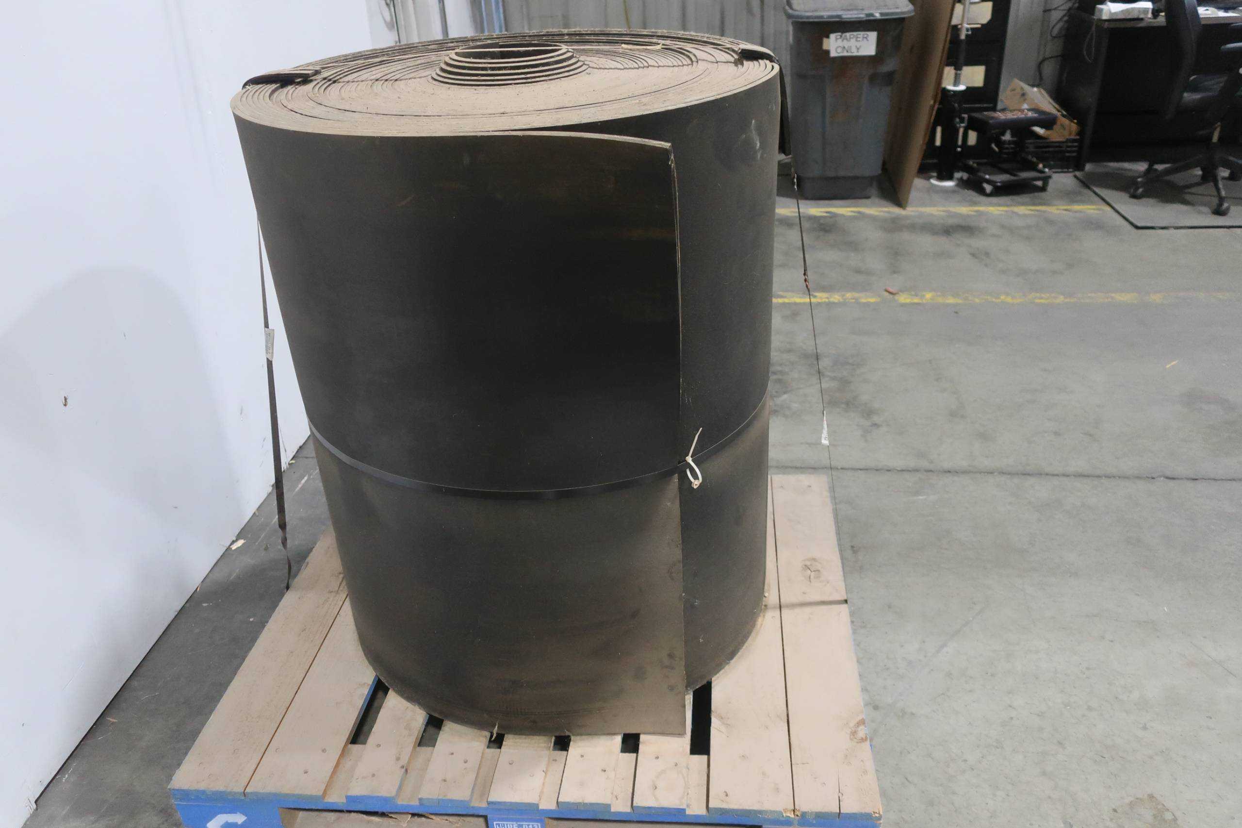 SKU 1755311 - RUBBER CONVEYOR BELT, 42 IN WIDE, 3/8 IN THICK, USED - CONVEYOR PARTS