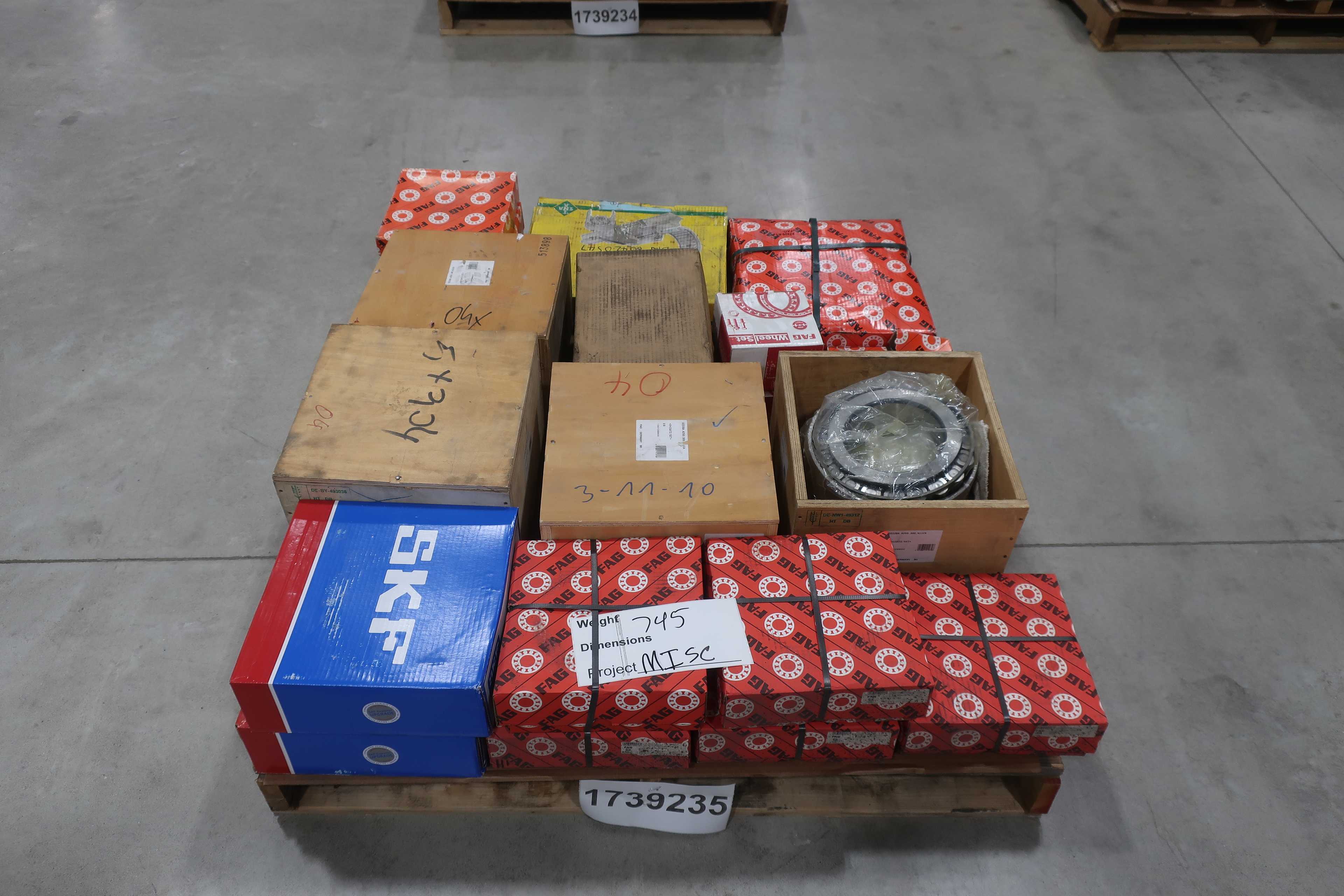 SKU 1739235 - PALLET OF ASSORTED BEARINGS, FAG, SKF, INA