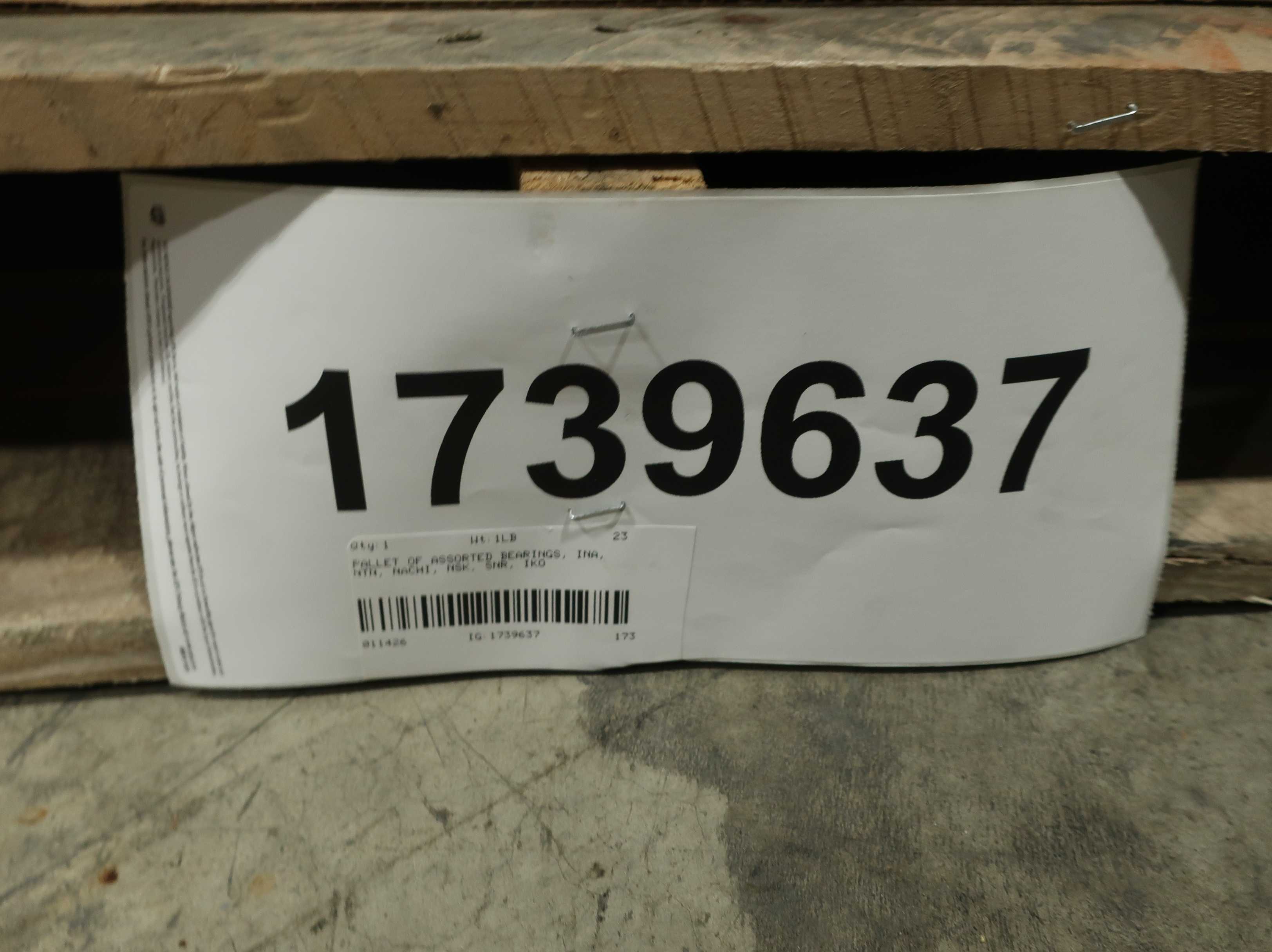 SKU 1739637 - PALLET OF ASSORTED BEARINGS, INA, NTN, NACHI, NSK, SNR, IKO - BEARINGS