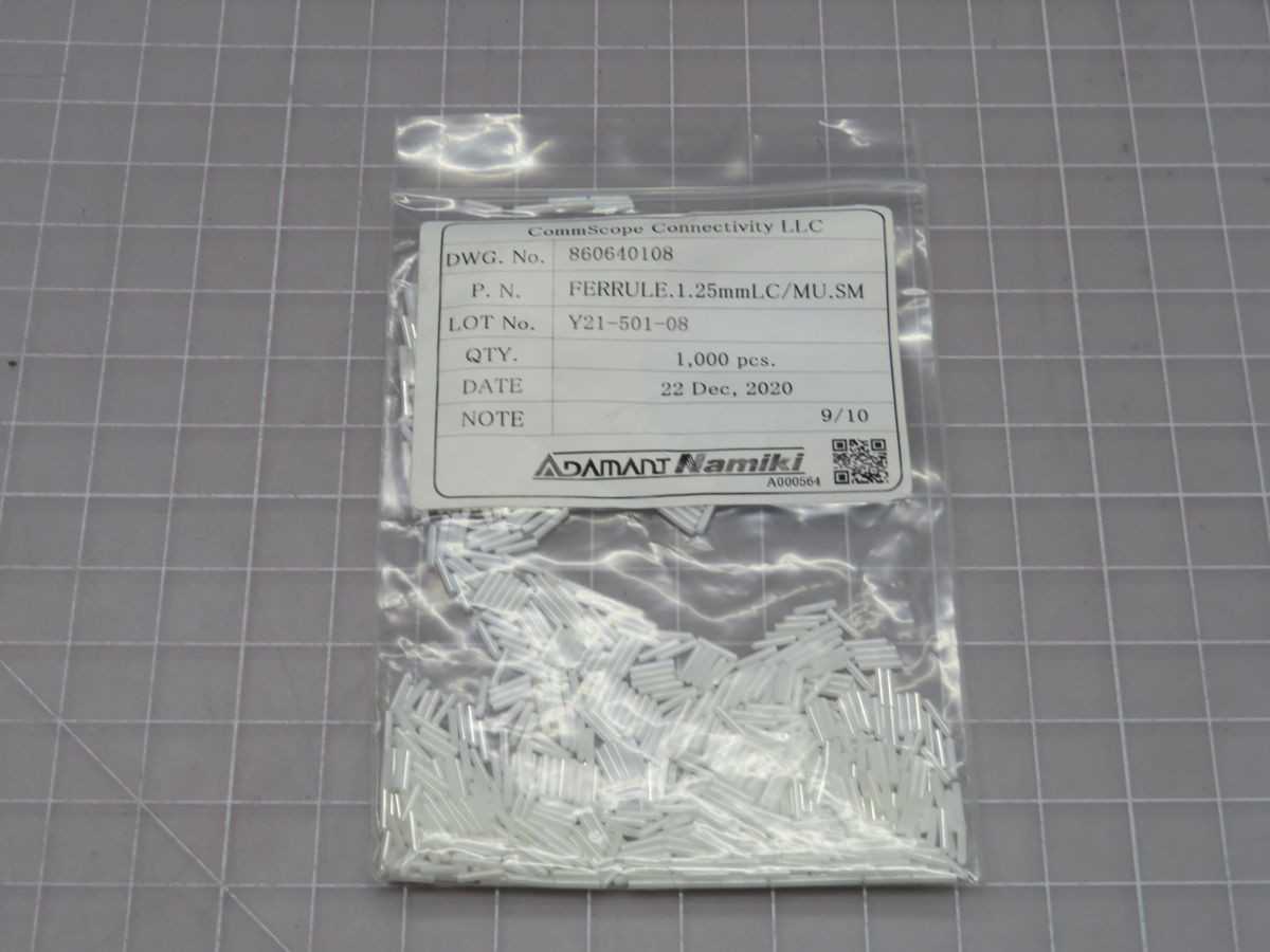 LOT OF 10000 ADAMANT Y21-501-08 FERRULE.1.25MMLC/MU.SM SINGLEMODE FERRULE T267076 - FIBER OPTIC CABLE