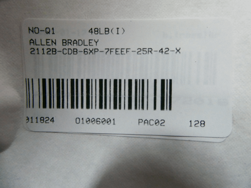 SKU 1006001 - ALLEN BRADLEY 2112B-CDB-6XP-7FEEF-25R-42-900X MCC STARTER BUCKET 15HP - MOTOR STARTERS