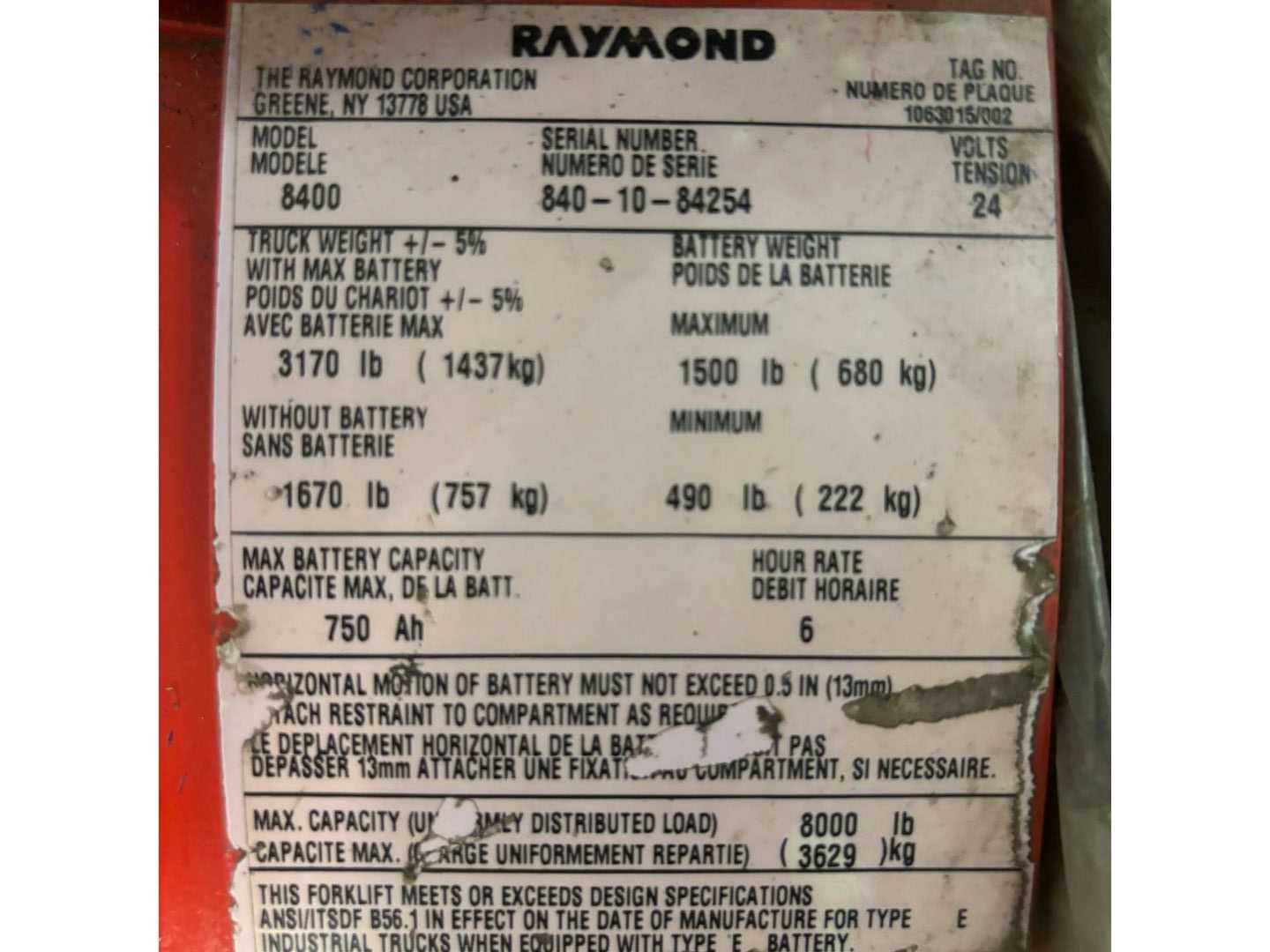 RAYMOND 8400 ELECTRIC PALLET JACK - ELECTRIC PALLET JACKS
