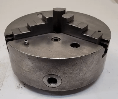 CUSHMAN 10IN, 3 JAW LATHE CHUCK WITH 2IN CENTER HOLE (10” OVERALL DIAMETER) - MACHINE TOOLING