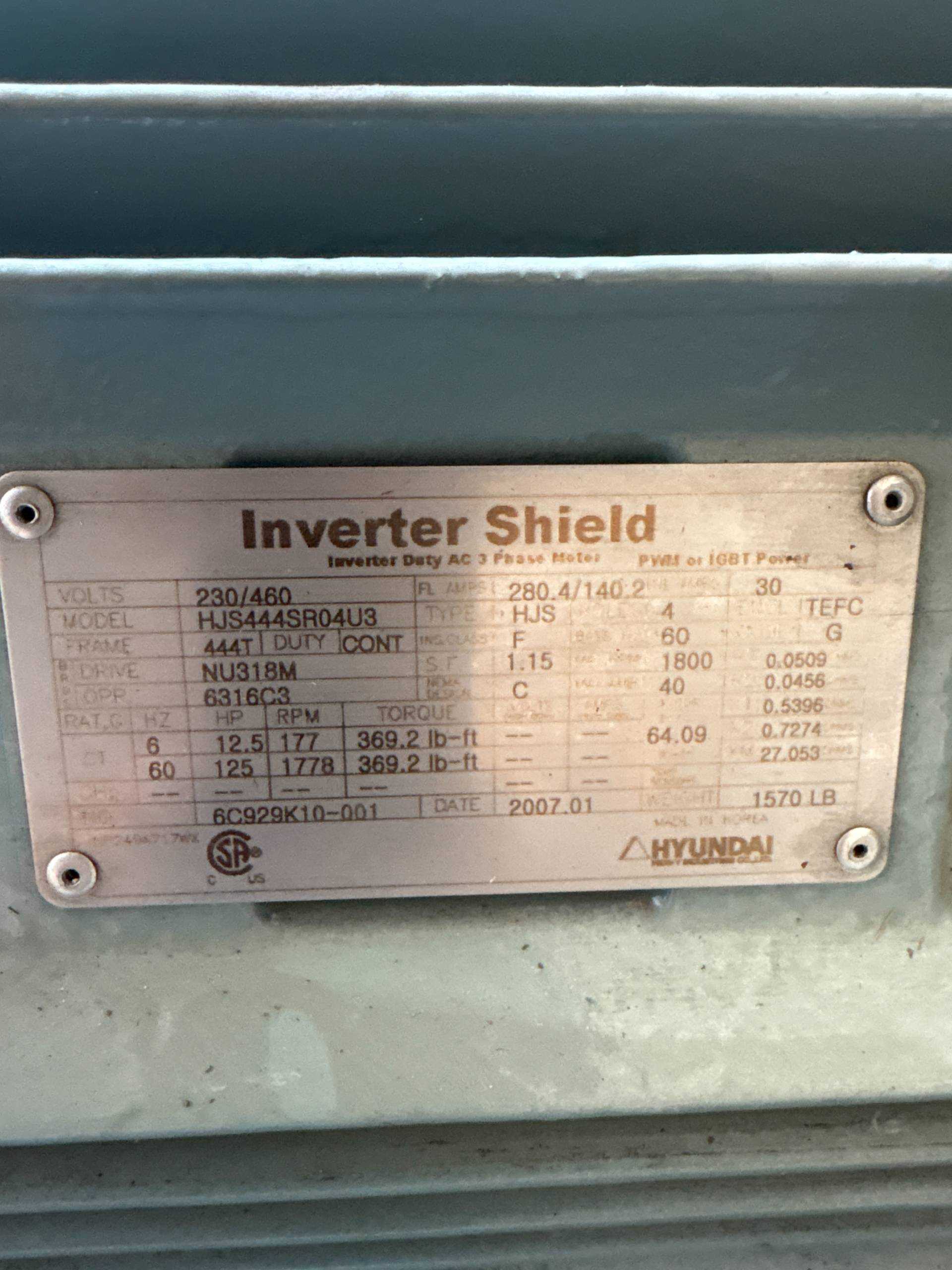 2007 HYUNDAI HJS444SR04U3 125 HP AC MOTOR - AC MOTOR