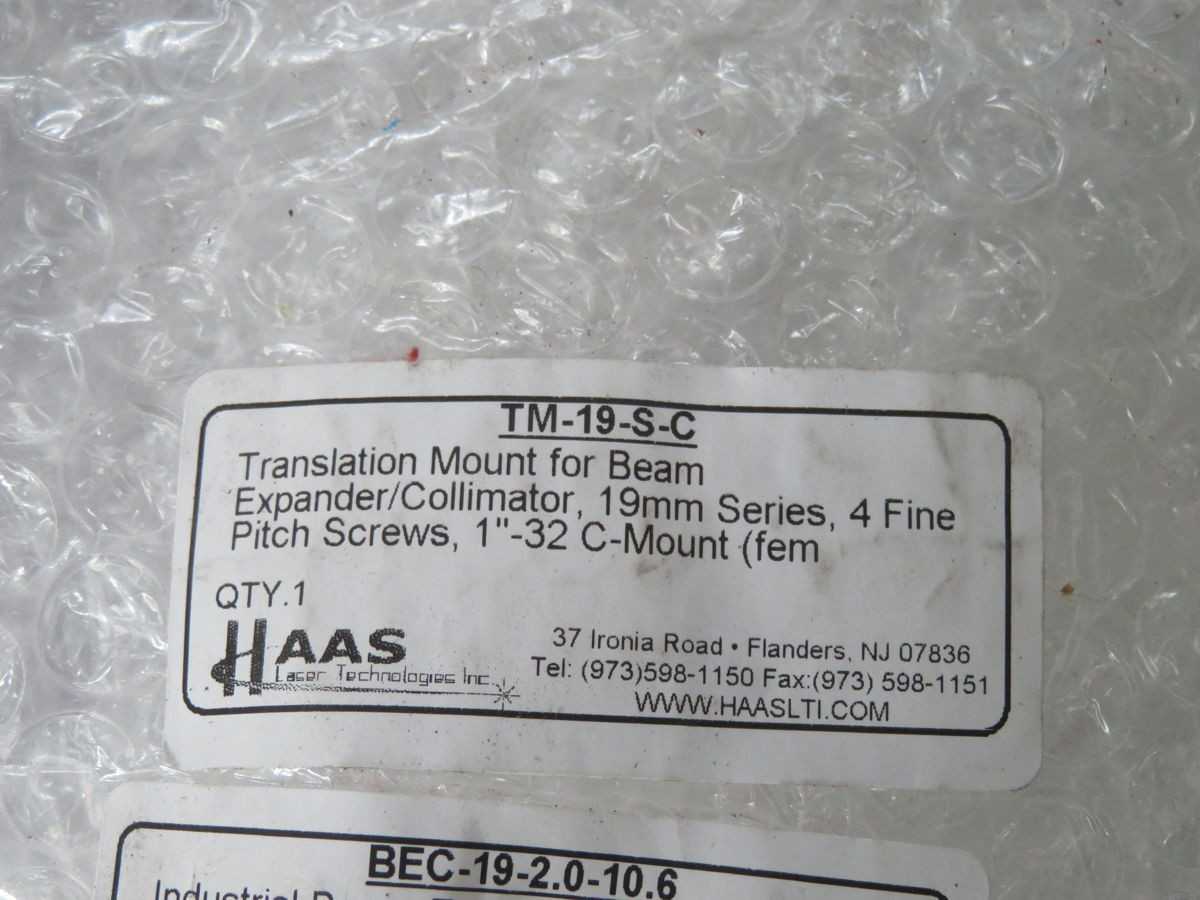 HAAS BEC-19-2.0-10.6 LASER BEAM EXPANDER - LAB & SCIENTIFIC