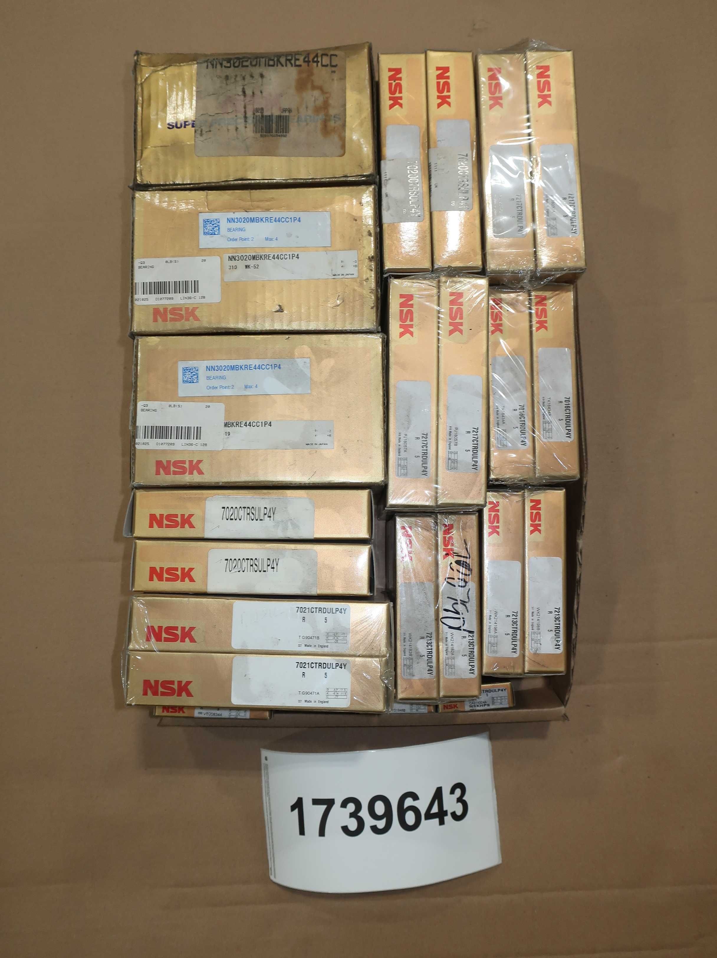 SKU 1739643 - TOTE OF ASSORTED PRECISION NSK BEARINGS - BEARINGS