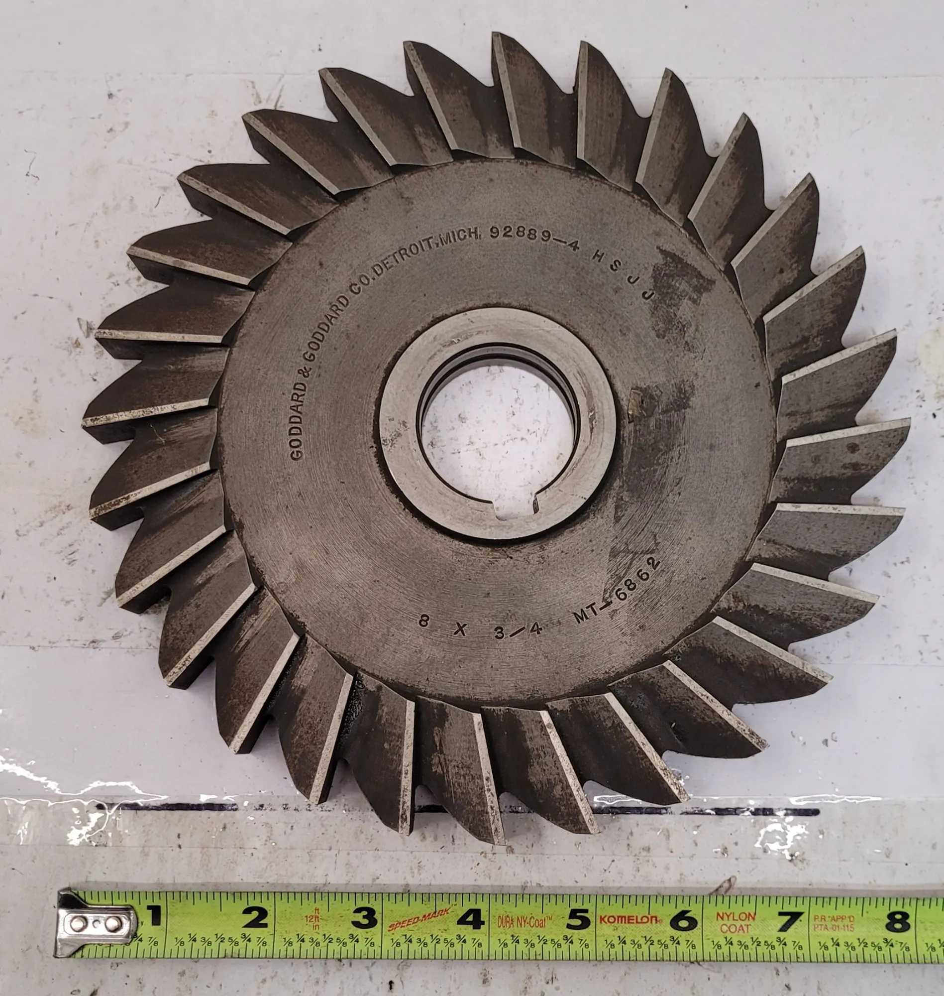 GODDARD & GODDARD MT-6862 SLIT SAWMILL CUTTER 8" DIAMETER X .75" THICKNESS X 1.5" ARBOR HOLE - MACHINE TOOLING