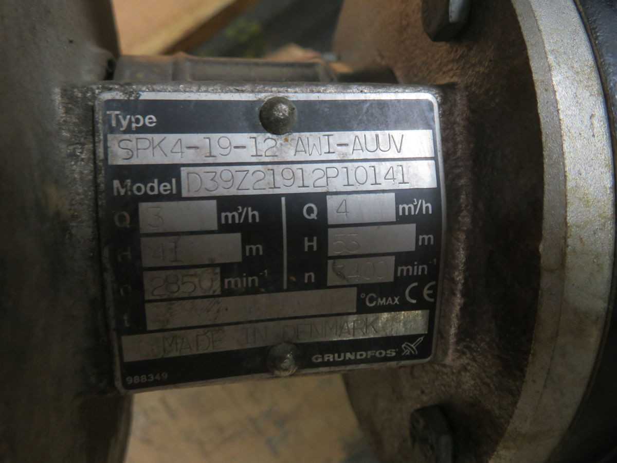GRUNDFOS, SPK4-19-12, COOLANT PUMP, 230V VOLTAGE, 1.5HP POWER, 4 M³/H FLOW, SS MATERIAL - MULTI-STAGE PUMP