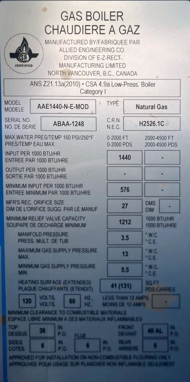 2011 ALLIED ENGINEERING CO AAE1440-N-E-MOD BOILER - undefined