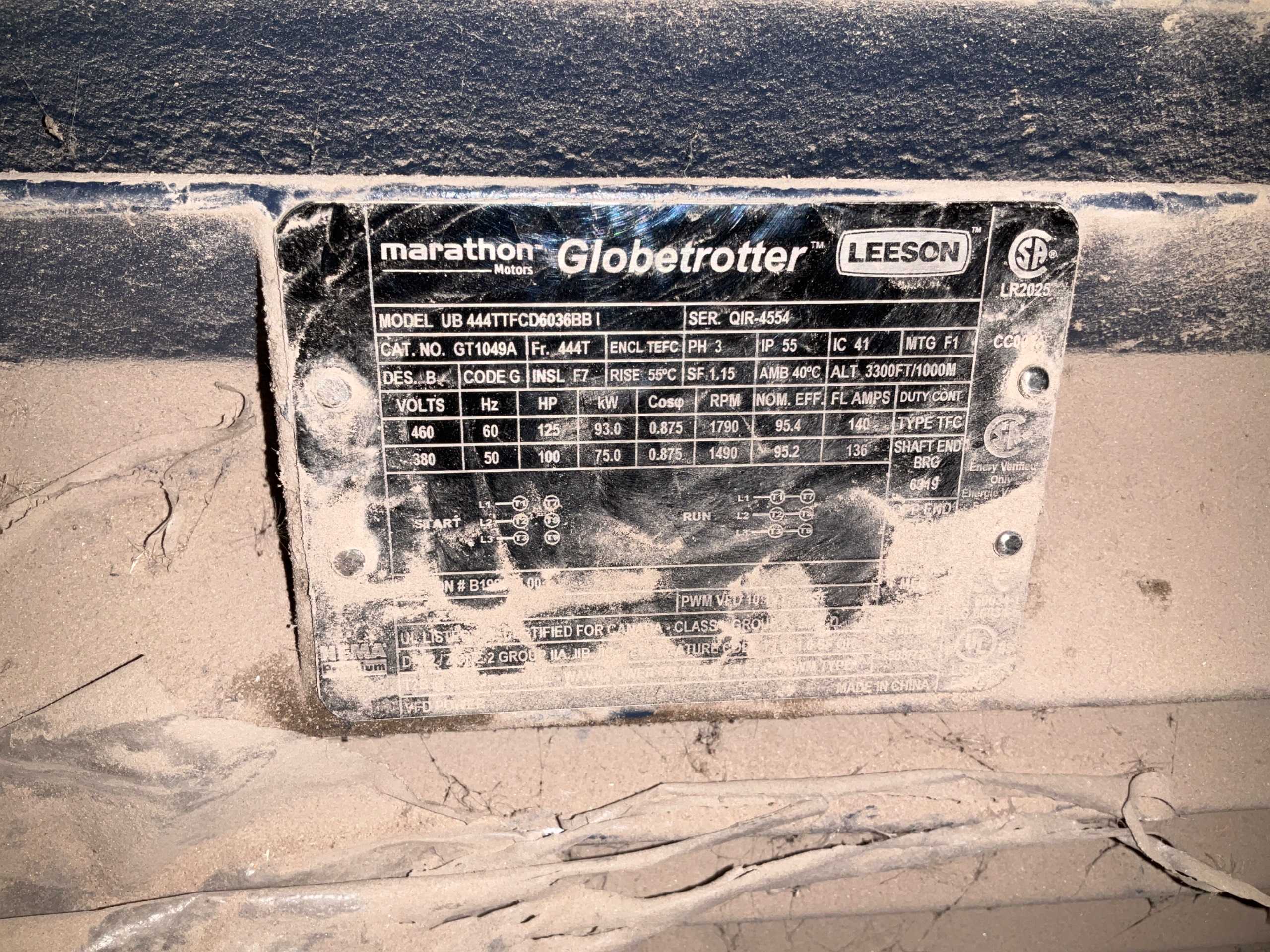 MARATHON ELECTRIC UB 444TTFCD6036BB I AC MOTOR - AC MOTOR