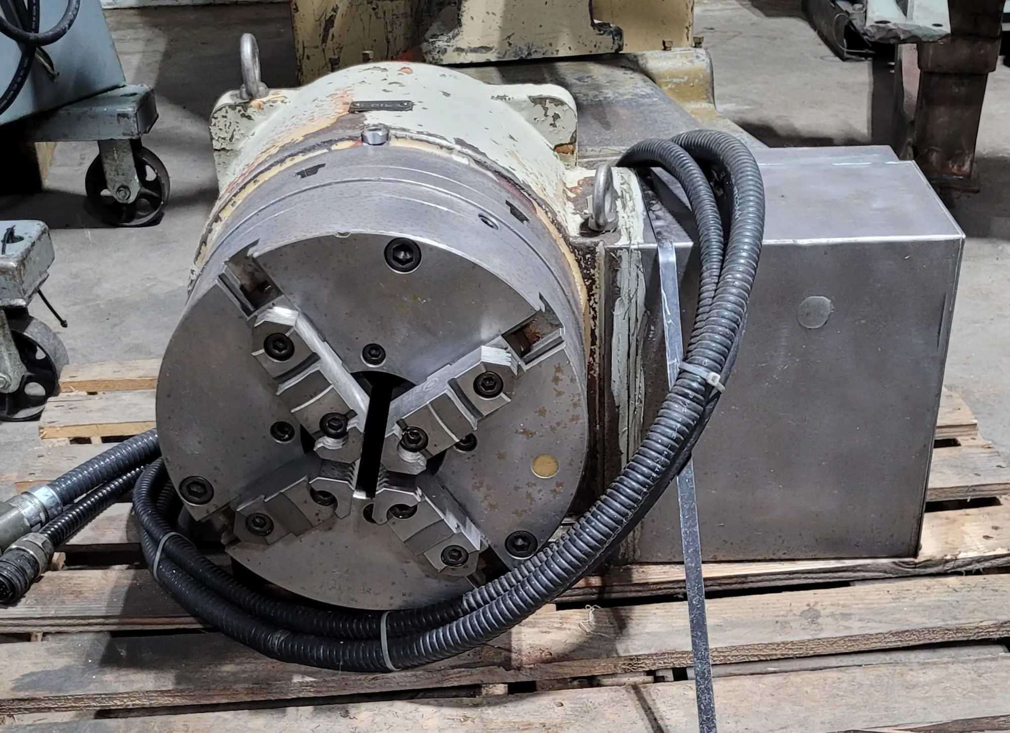 YUASA DMNC-32001 ROTARY TABLE, 12.6 INCH TABLE, 36 RPM, 550 LBS LOAD, 12 INCH 4-JAW CHUCK - ROTARY TABLES