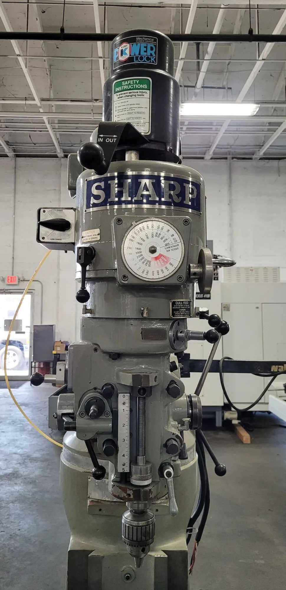 SHARP LMV-50 VERTICAL MILL, 3HP HEAD, 60-4500 RPM, 9" X 50" TABLE, R8 SPINDLE - VERTICAL MACHINING CENTERS