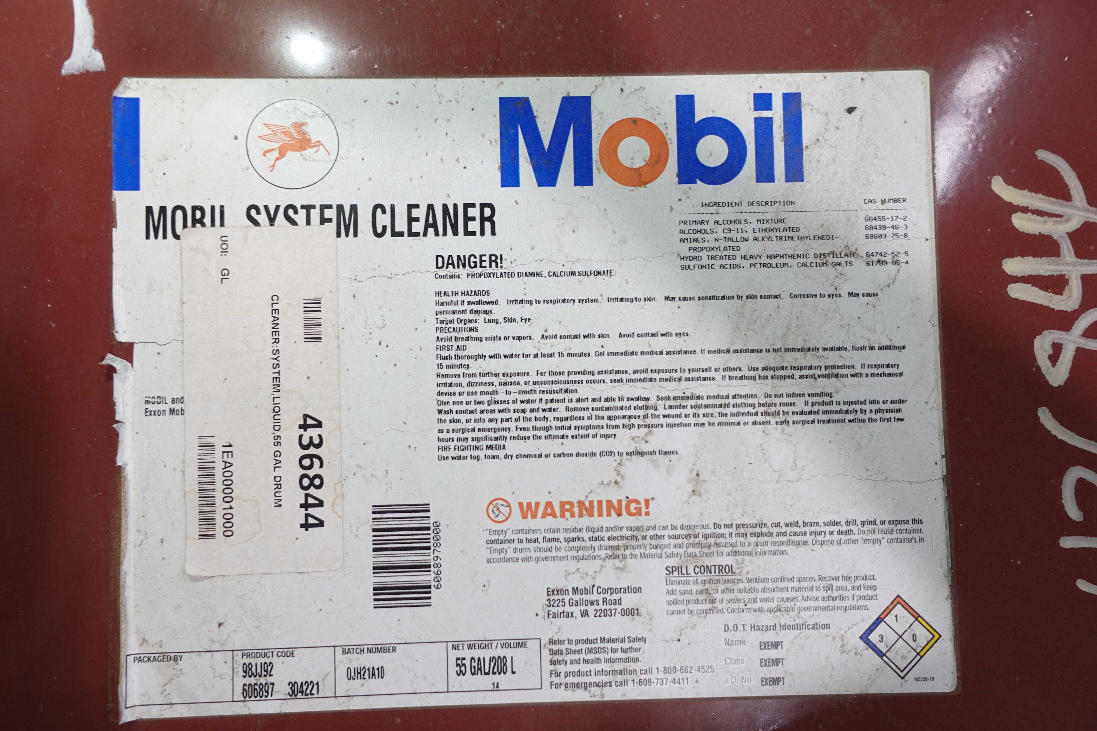 LOT OF 2 DRUMS OF MOBIL SYSTEM CLEANER - MISCELLANEOUS