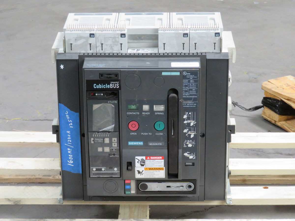 SIEMENS WLS2A316 S2A308GV1CXLCEN ACB, 3-POLE, 1600A, 600V AC, ICU: 65KA@600V - CIRCUIT BREAKERS