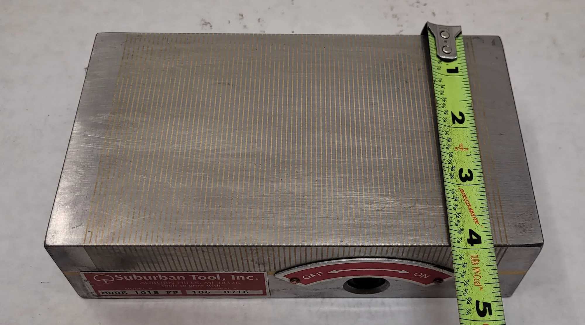SUBURBAN TOOL RECTANGULAR RARE EARTH MAGNETIC CHUCK FINE POLE MRRE 1018 FP - MACHINE TOOLING