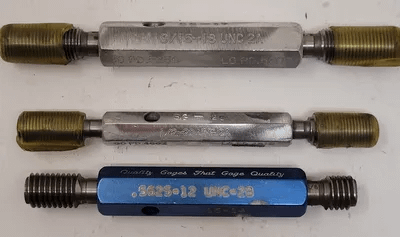GO/NO GO PLUG GAUGE SET (3) - 9/16-18 UNC 2A, 1/2-20 UNF 2A, .5625-12 UNC-2B - MACHINE TOOLING