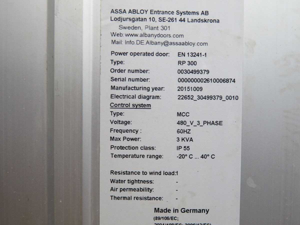 ASSA ABLOY RP300, OTHER MACHINE CONTROLS, 5 CYCLES/MIN CAPACITY, 2.4 M/S OPENING SPEED - AUTOMATION & CONTROLS