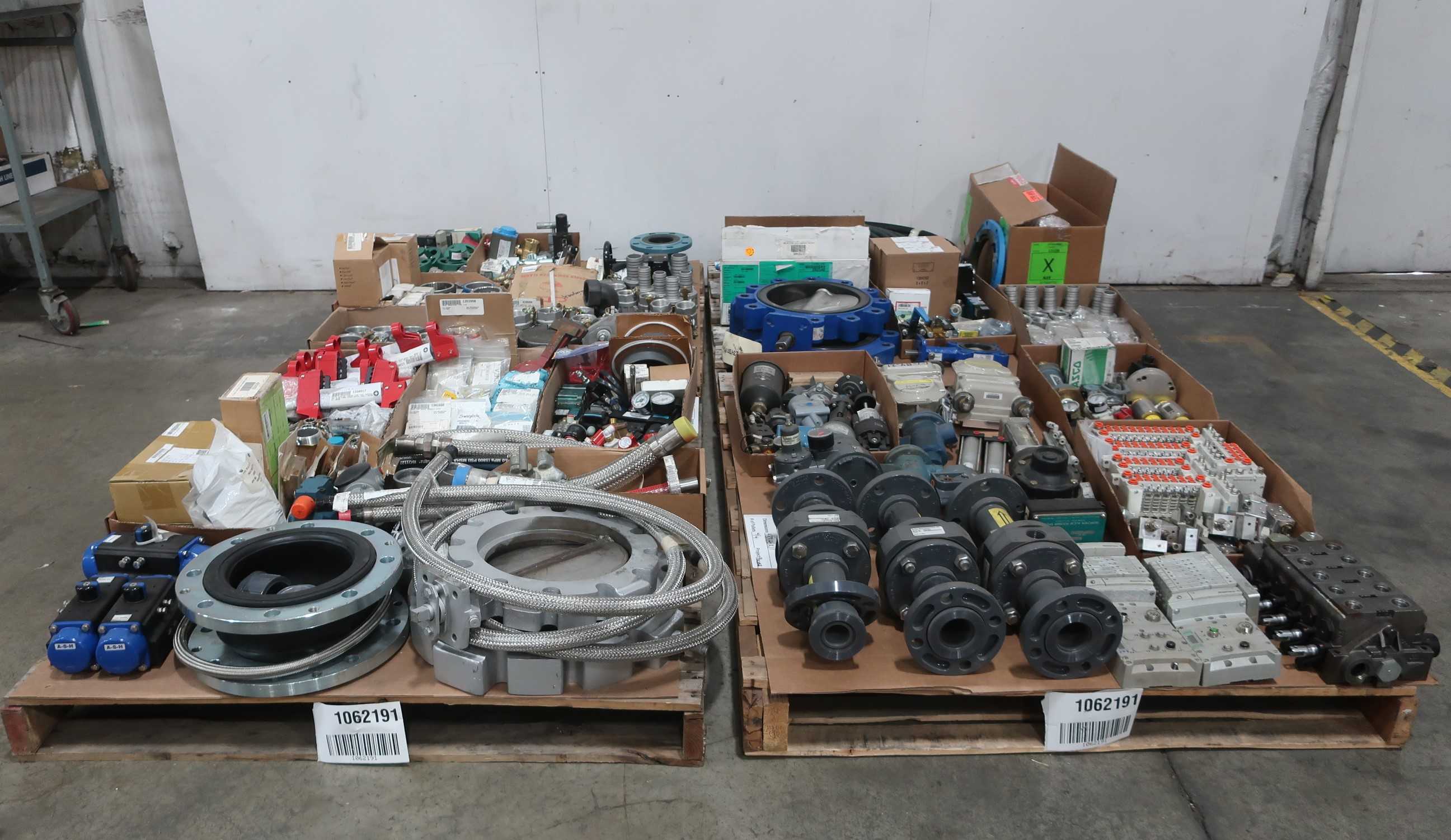 4 PALLETS OF ASSORTED VALVE AND VALVE PARTS