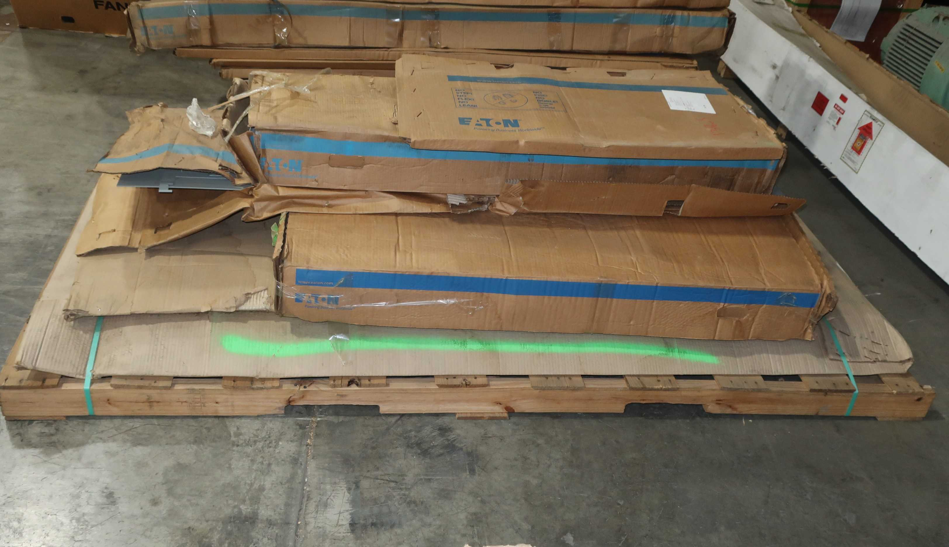 2 PALLETS OF ASSORTED EATON SWITCHBOARD PANELS, PANEL DOORS - INDUSTRIAL PARTS